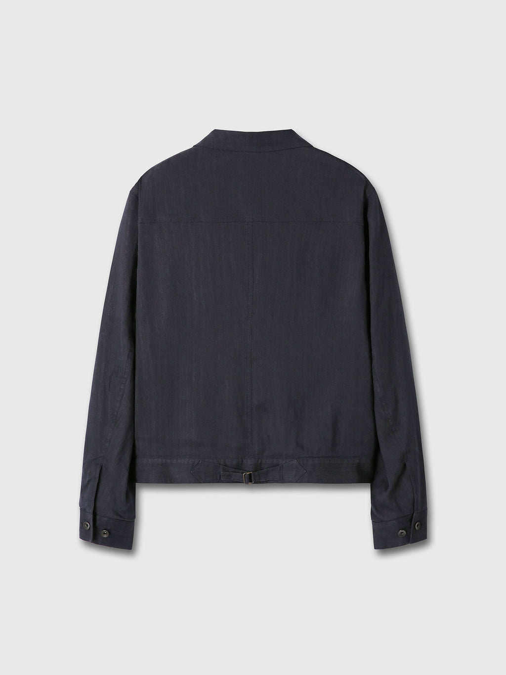 WASHED LINEN TRUCKER JACKET (ITALIAN FABRIC)_ DARK NAVY