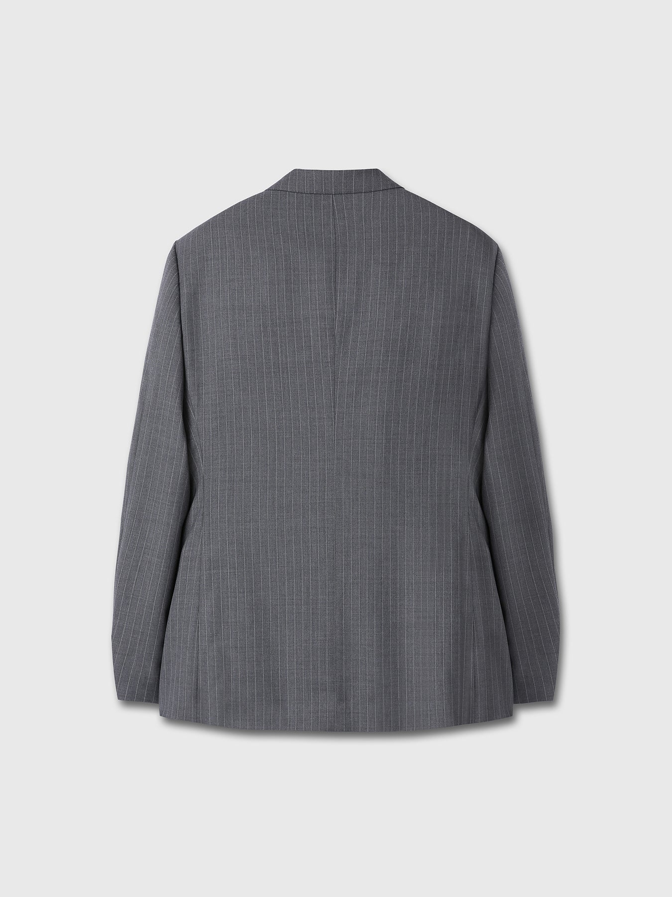 STRIPED WOOL DOUBLE-BREASTED TAILORED JACKET_ GREY STRIPE