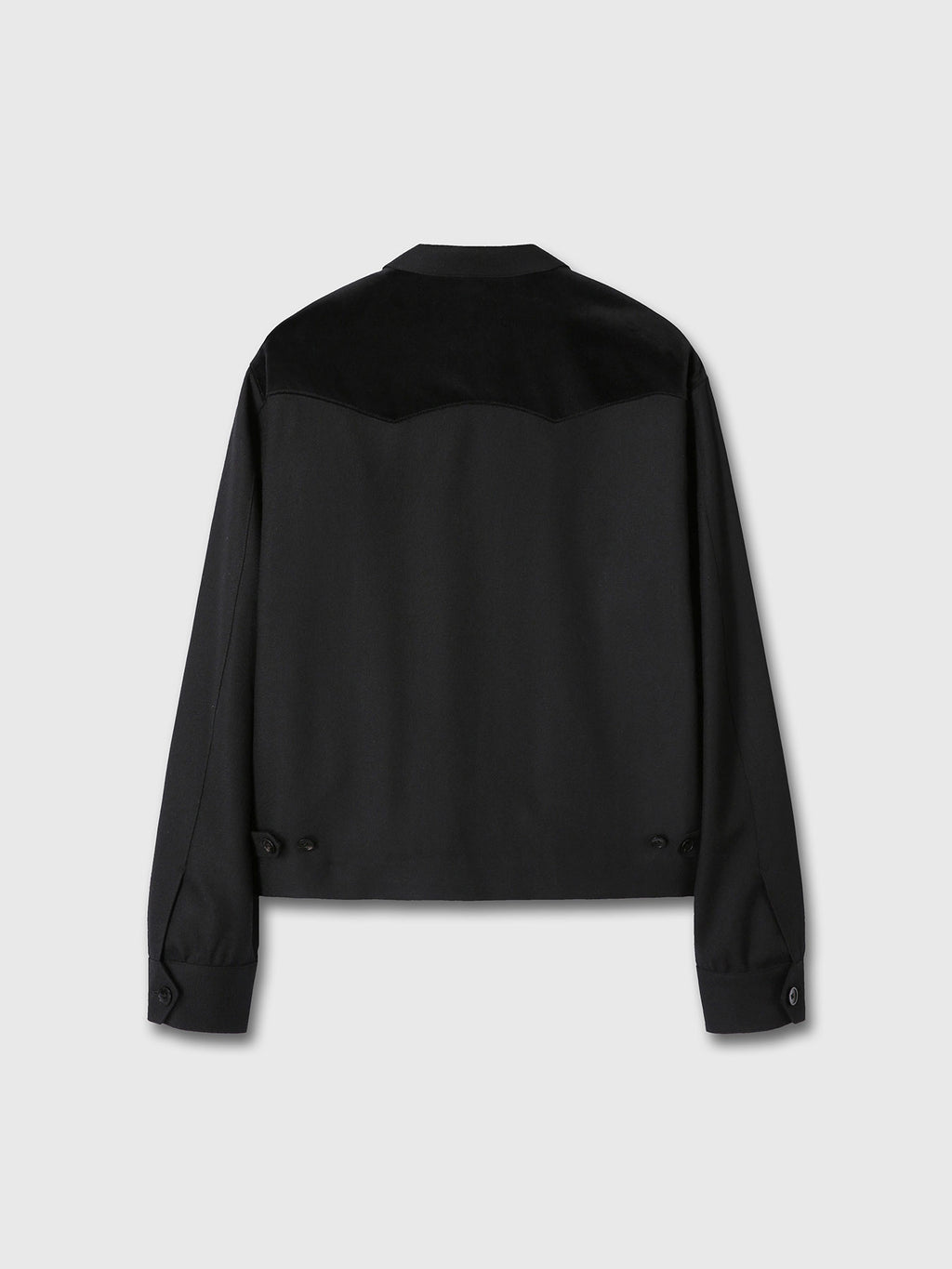 WOOL VELVET TRIMMED BLOUSON JACKET_ BLACK