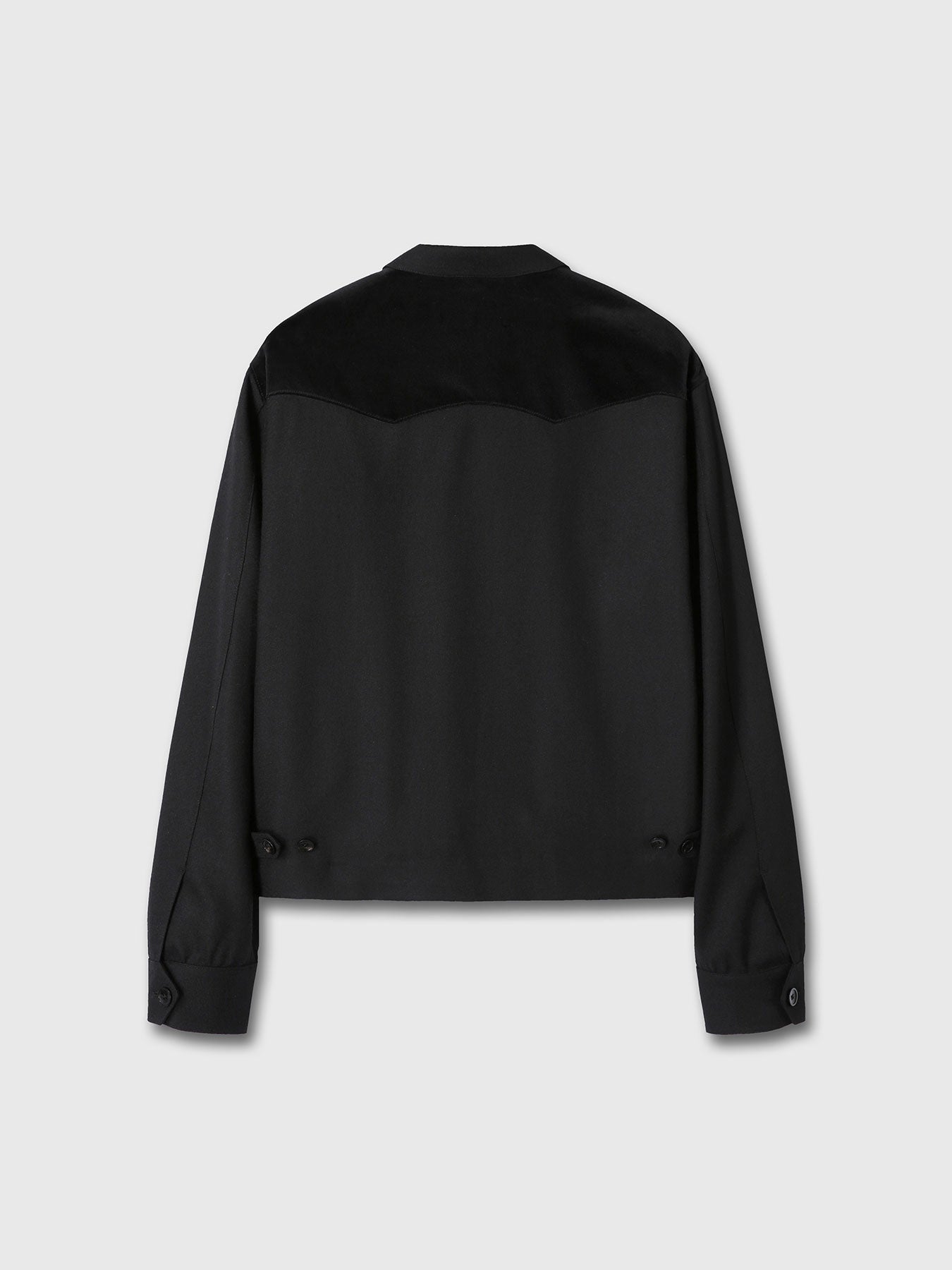 WOOL VELVET TRIMMED BLOUSON JACKET_ BLACK