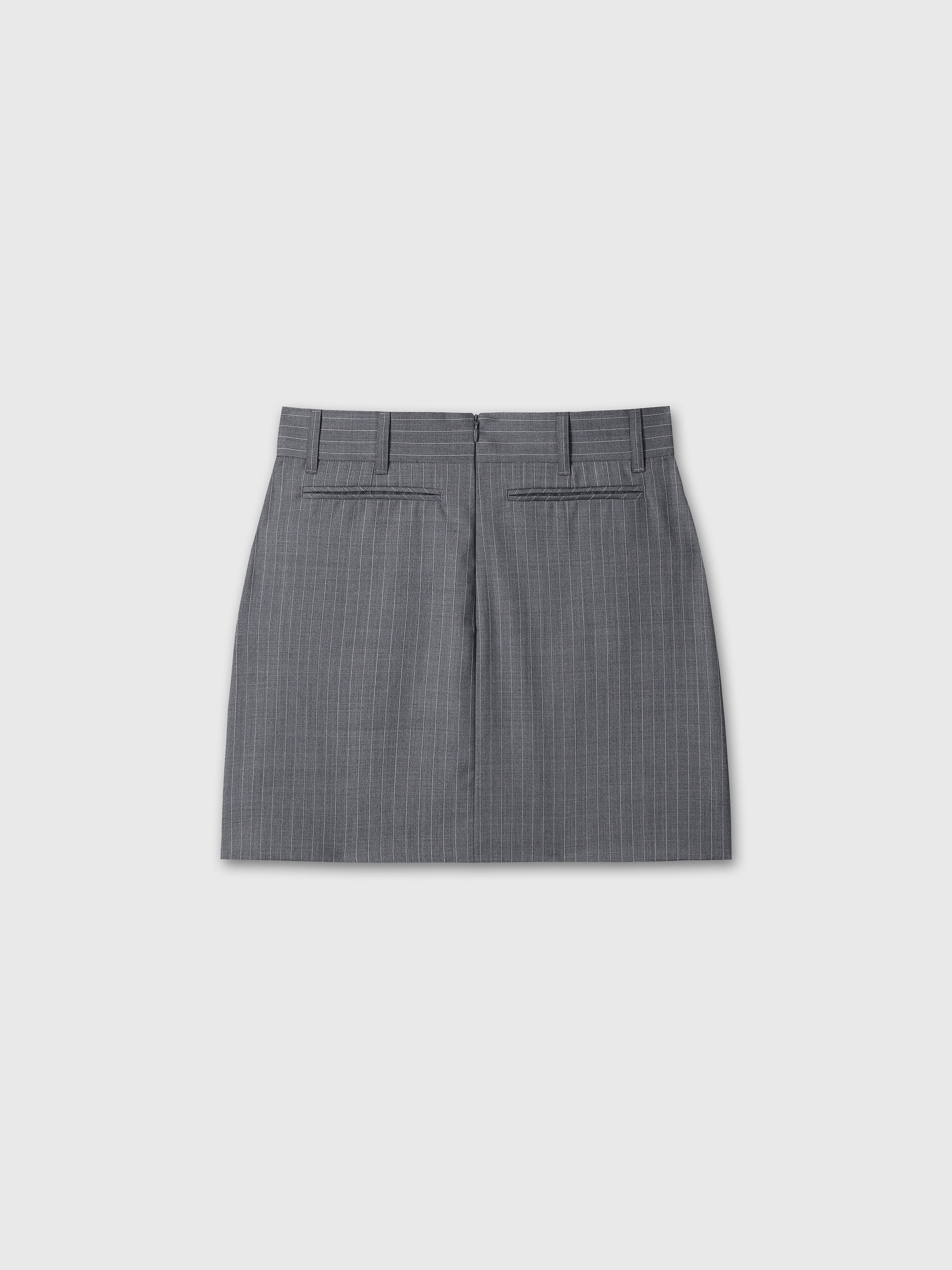 (W) WOOL PIN STRIPED MINI SKIRT_ GREY PINSTRIPE