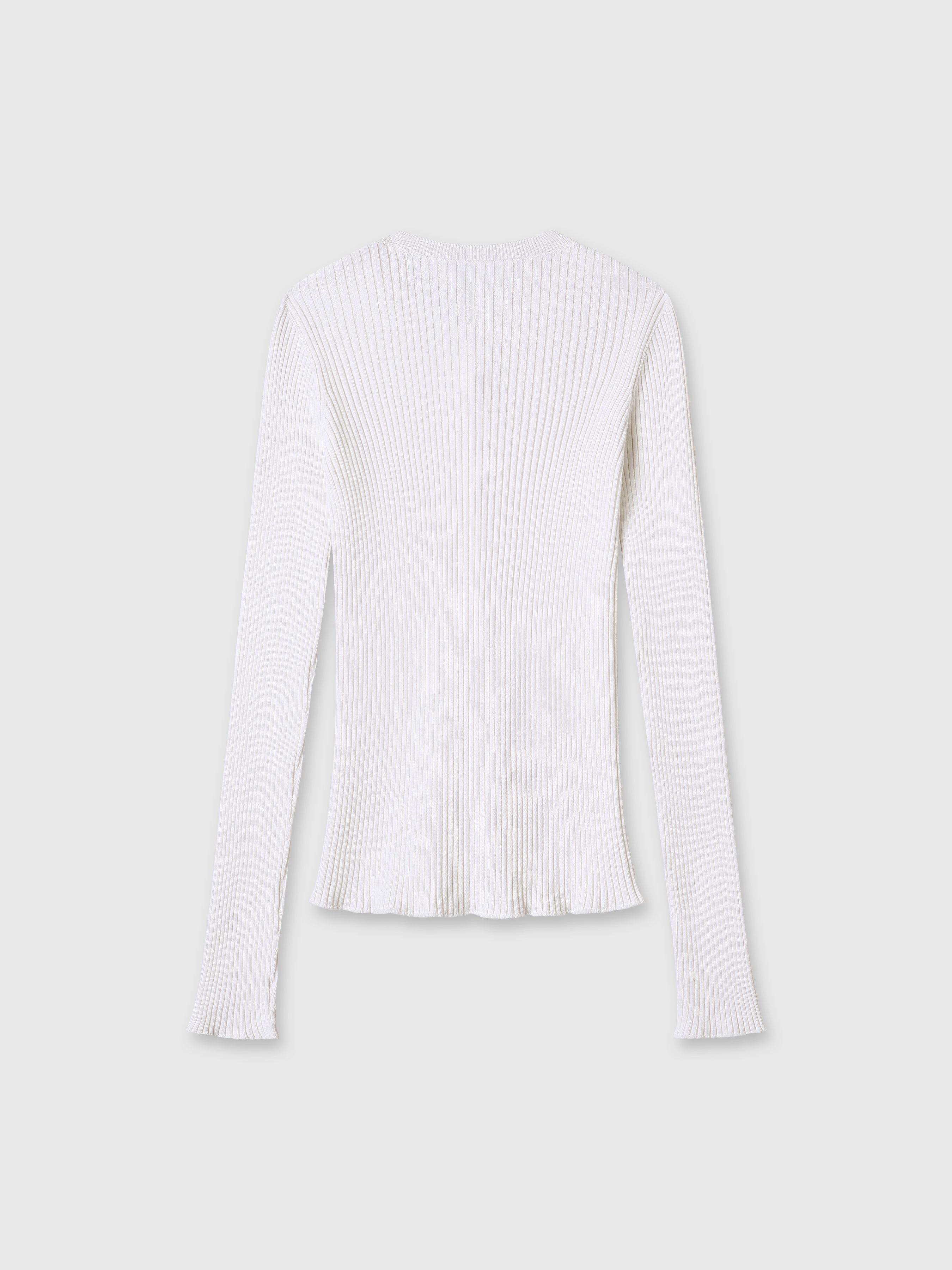 (W) SILK COTTON RIBBED BUTTON CARDIGAN_ OFF WHITE
