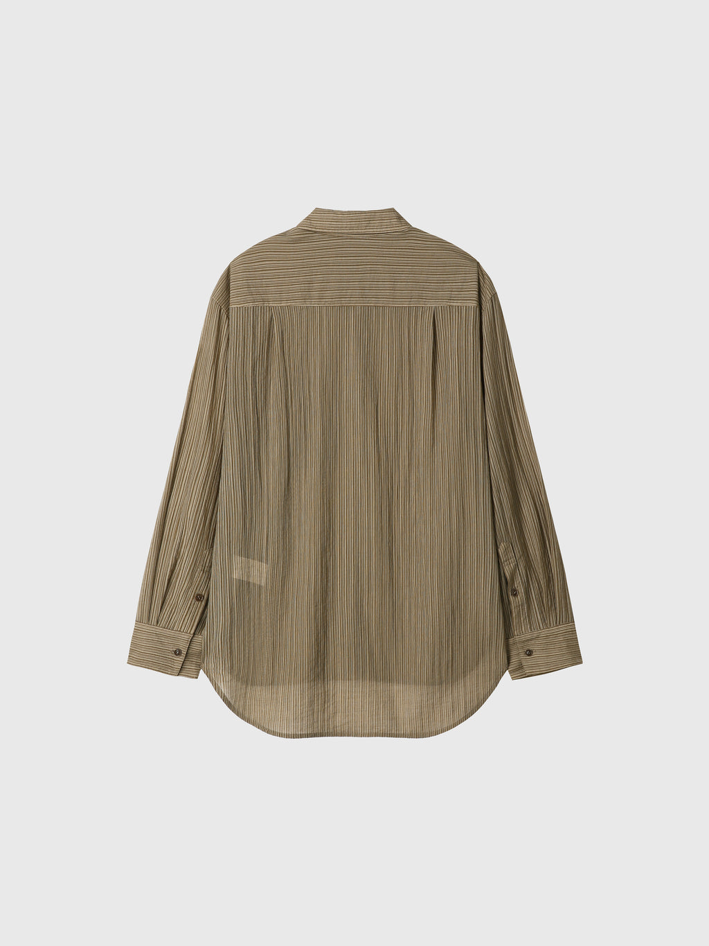 LYOCELL OVERSIZED STRIPE SHIRT_ OLIVE STRIPE