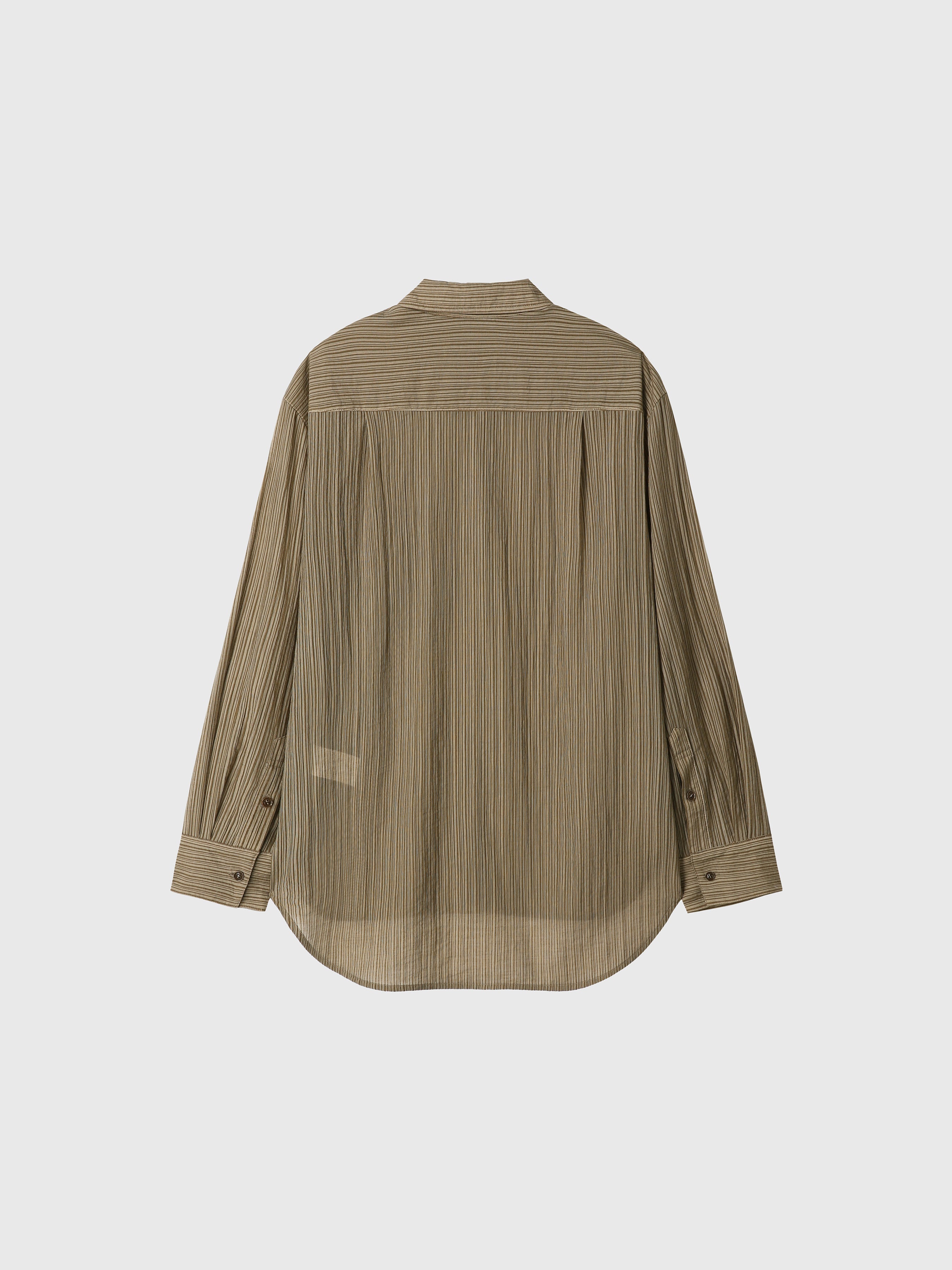 LYOCELL OVERSIZED STRIPE SHIRT_ OLIVE STRIPE