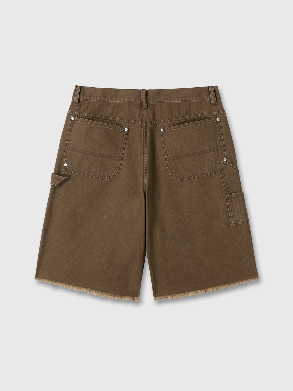 HAND DISTRESSED HBT DOUBLE KNEE SHORTS_ FADED BROWN