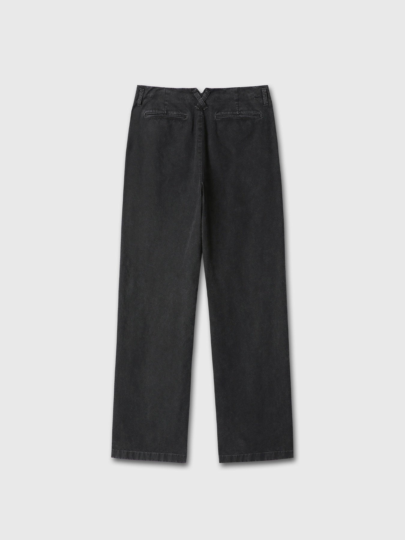 GARMENT DYED COTTON STRAIGHT PANTS_ FADED BLACK