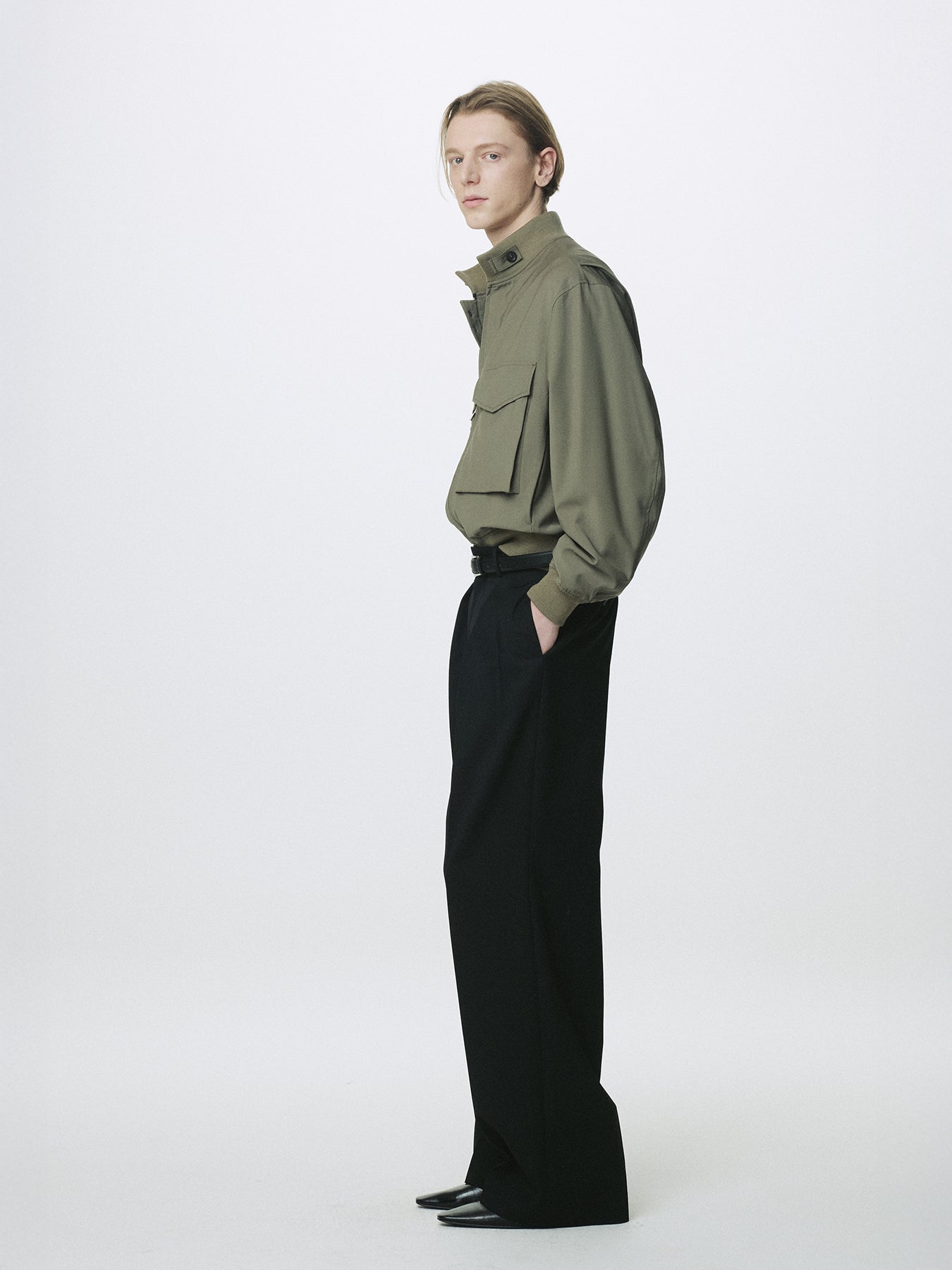 LIGHT WOOL WEB JACKET_ OLIVE