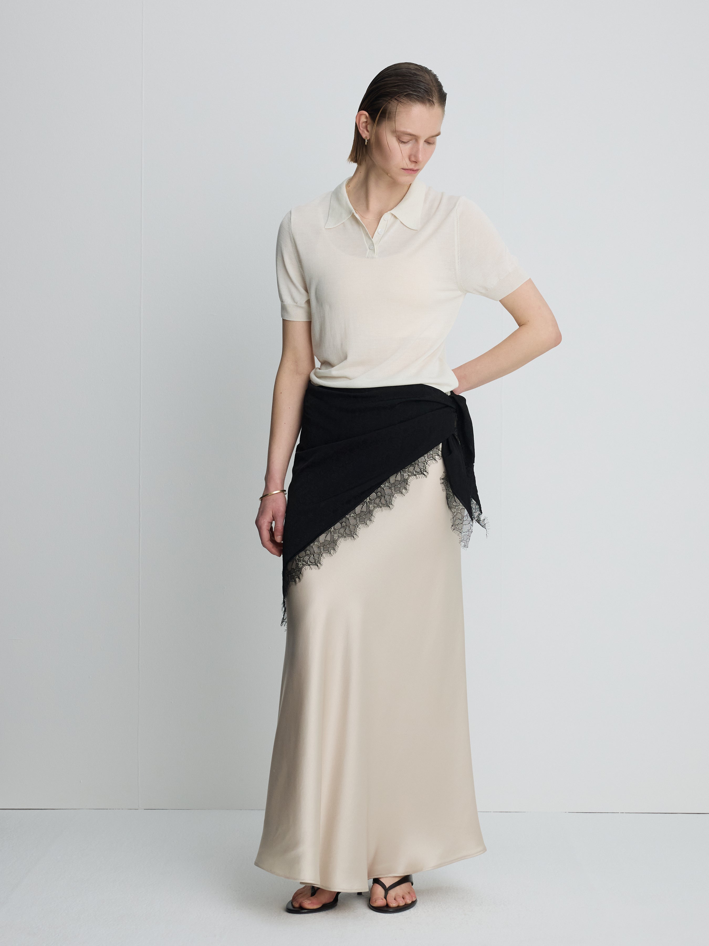 (W) SLIP MAXI SKIRT_ BEIGE