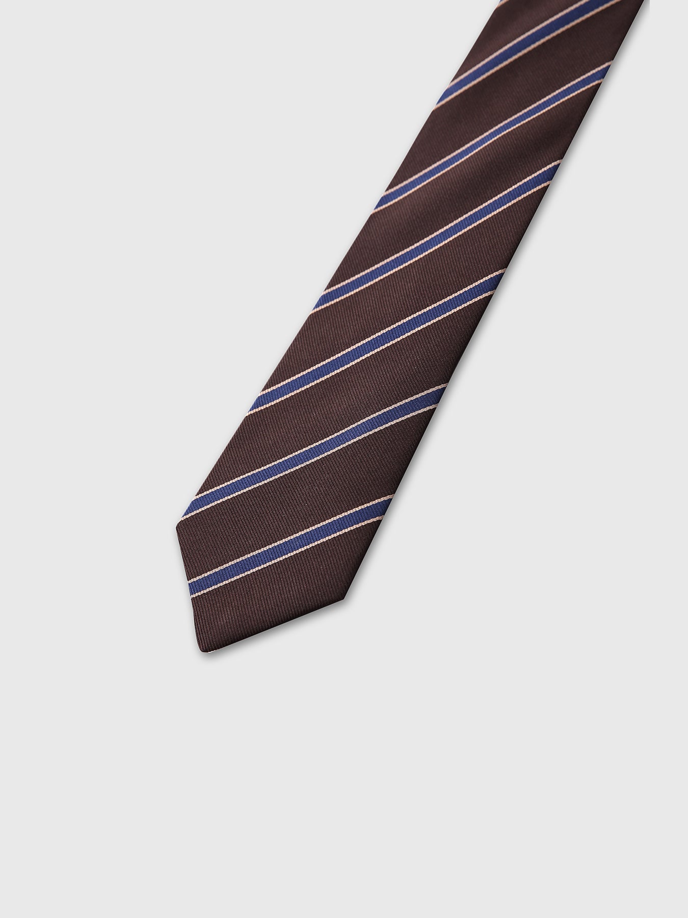 STRIPED SILK TIE_ BROWN/BLUE/BRONZE