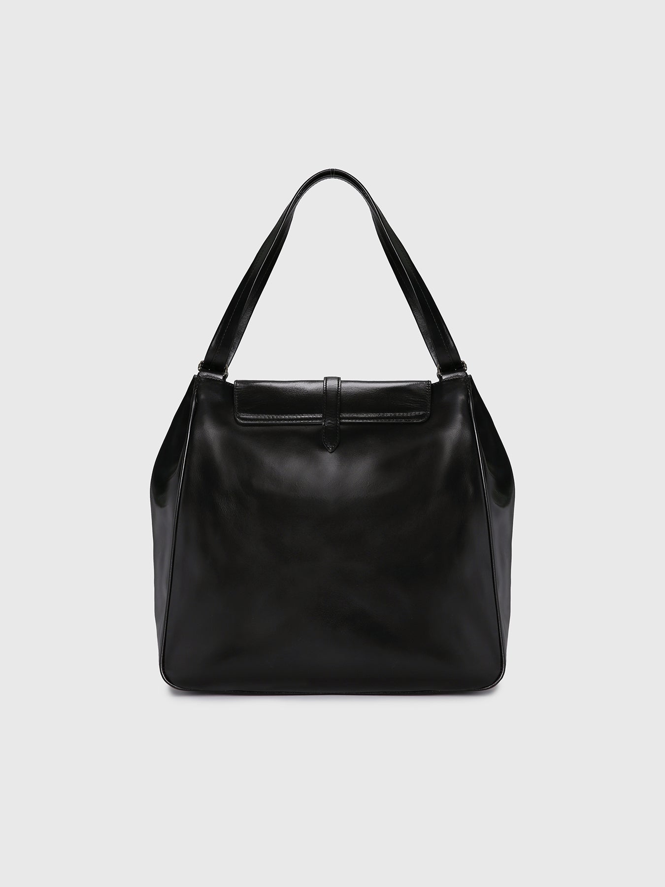 OIL PULL UP LEATHER HOBO BAG_ BLACK