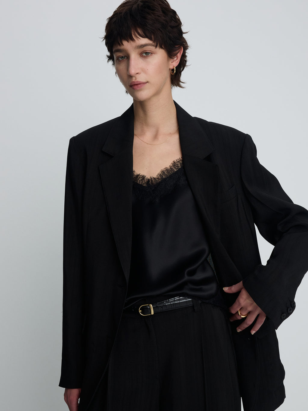 (W) AIRY TAILORED JACKET_ BLACK