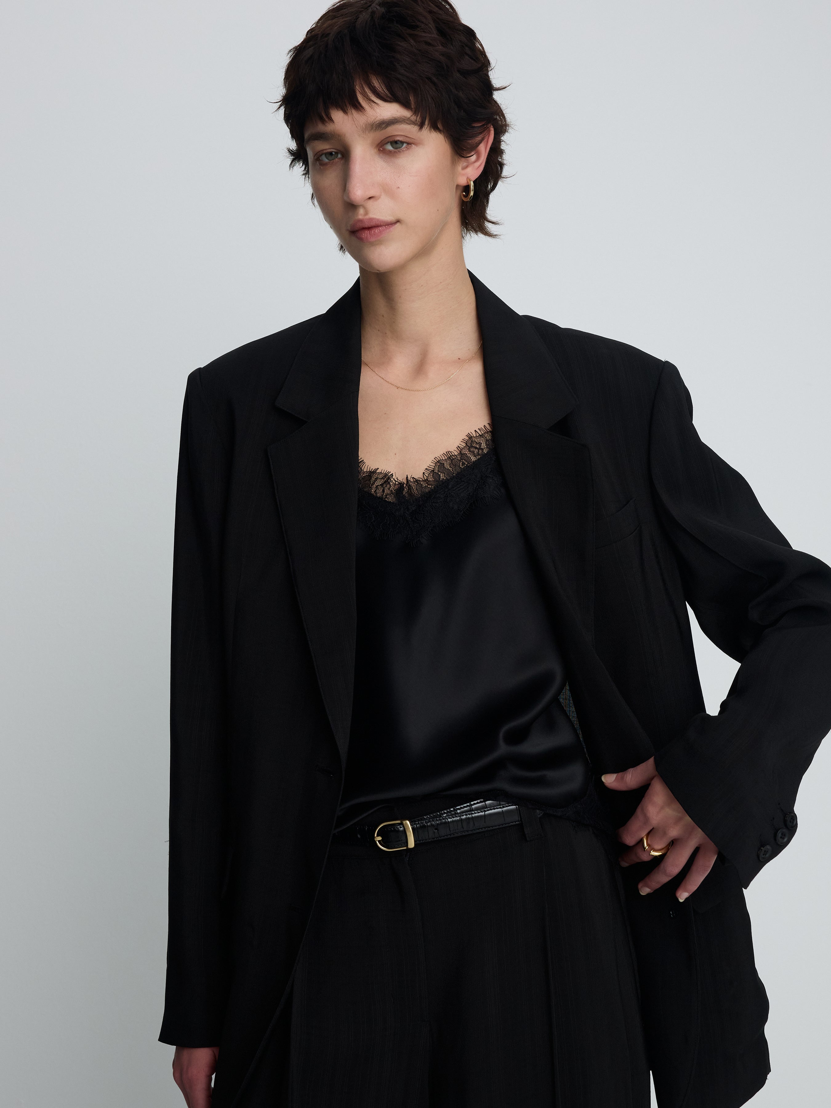 (W) AIRY TAILORED JACKET_ BLACK
