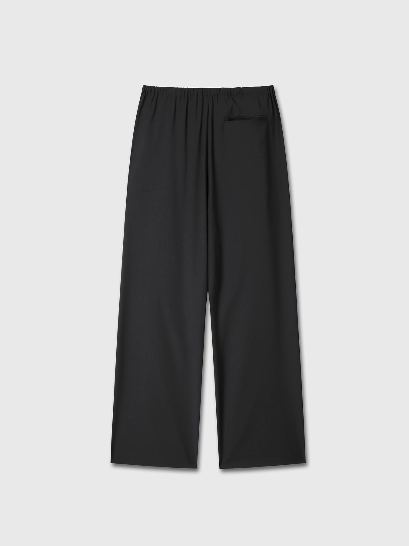 TROPICAL WOOL DRAWSTRING PANTS_ BLACK