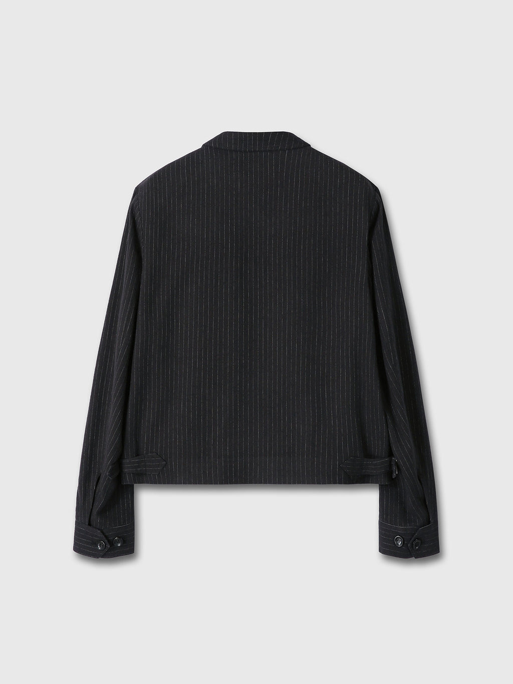 WASHED STRIPED WOOL COTTON BLOUSON_ WASHED  BLACK