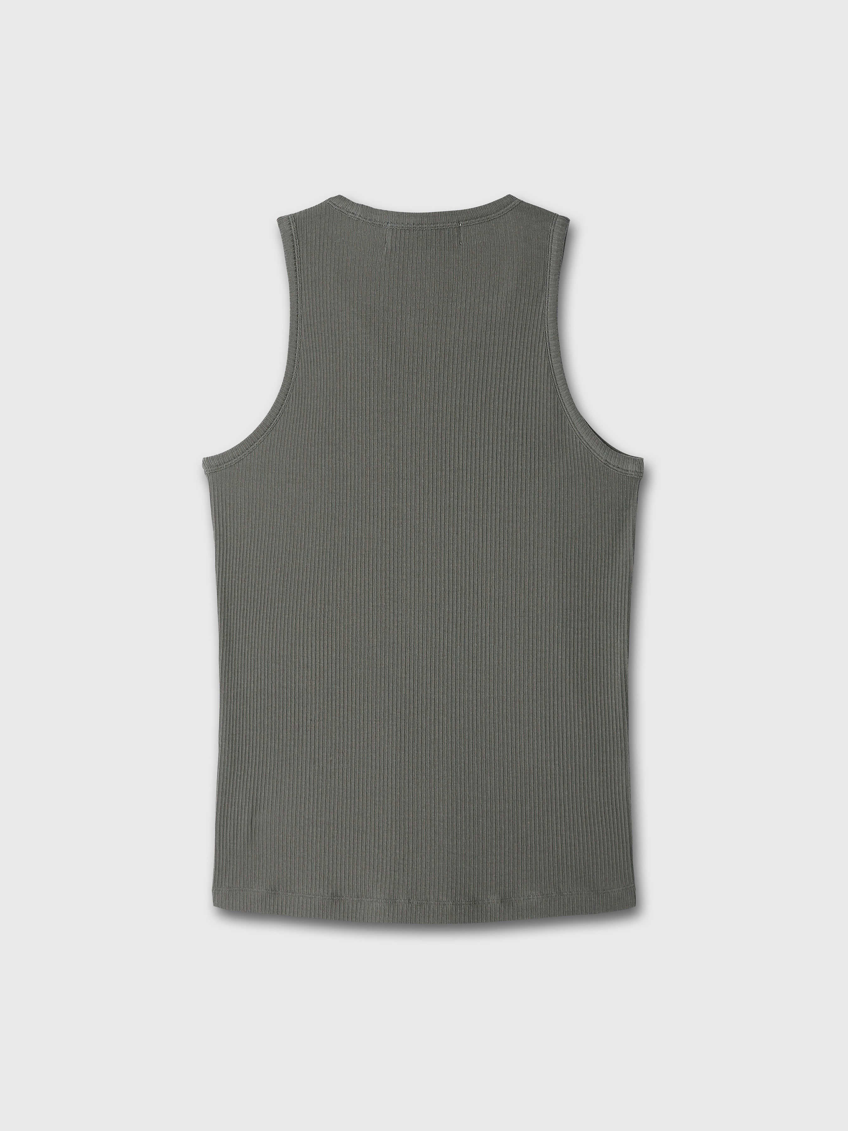 SILK LYOCELL RIB TANK TOP (JAPANESE FABRIC)_ OLIVE CHARCOAL