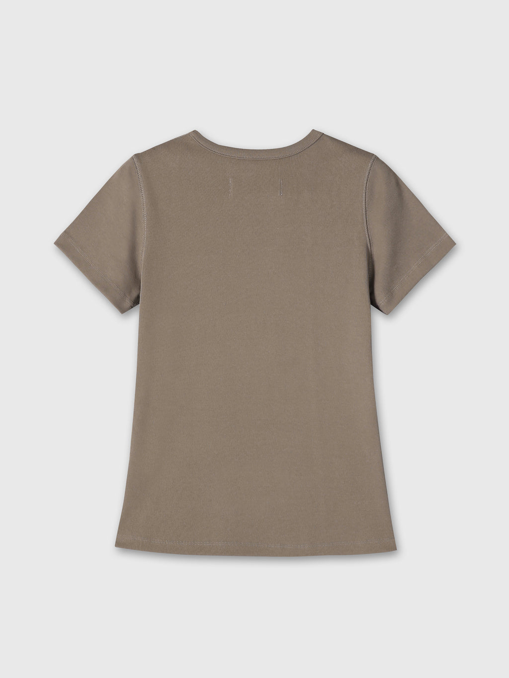 (W) RIBBED HALF SLEEVE T-SHIRTS_ TAUPE