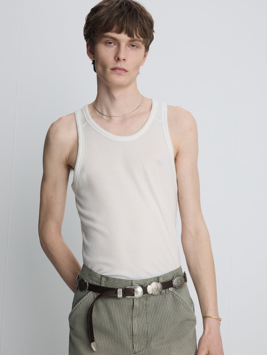 SILK LYOCELL RIB TANK TOP (JAPANESE FABRIC) _ WHITE