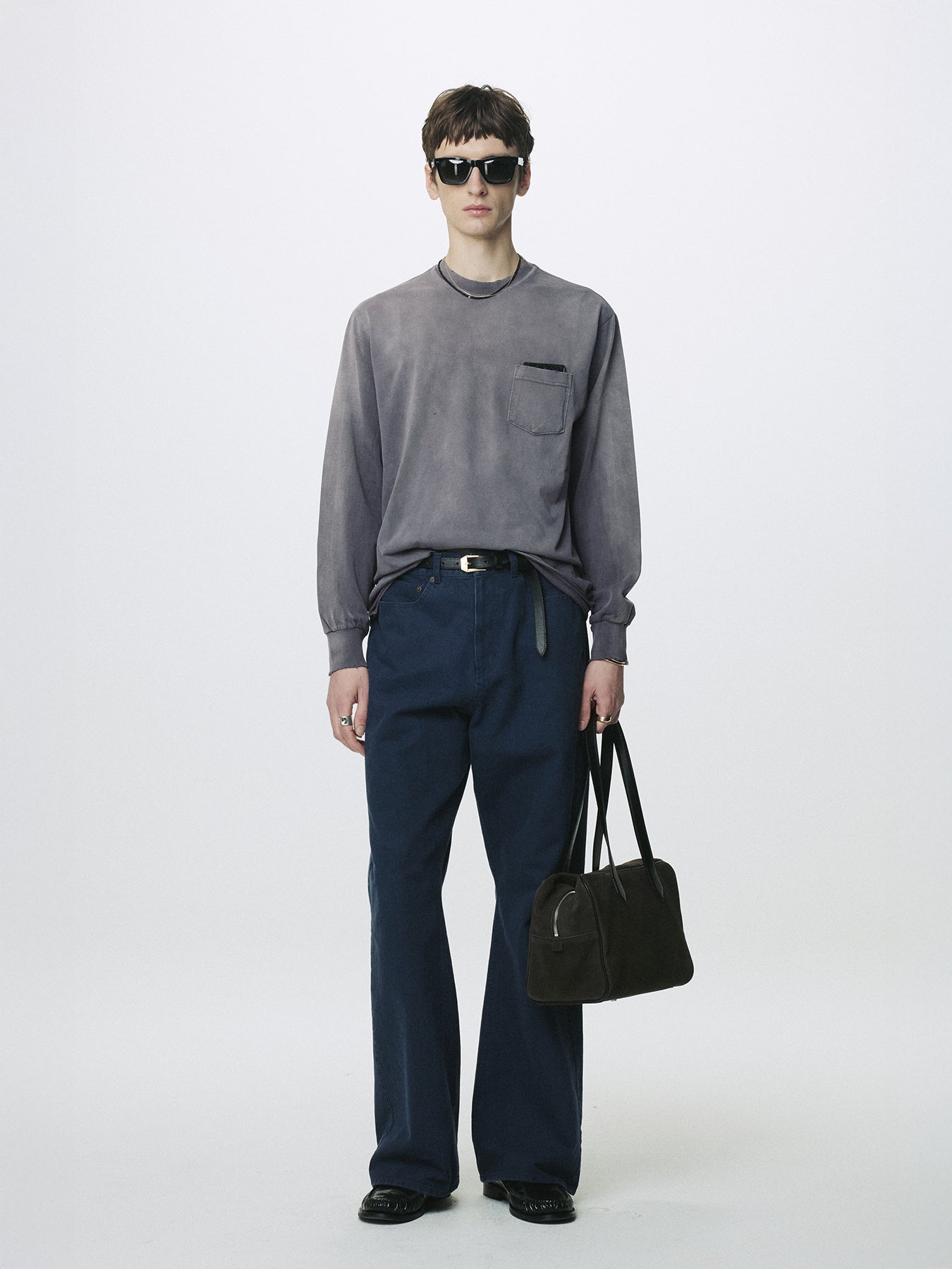 GARMENT DYED LONG SLEEVE CREW_ SMOKE GREY