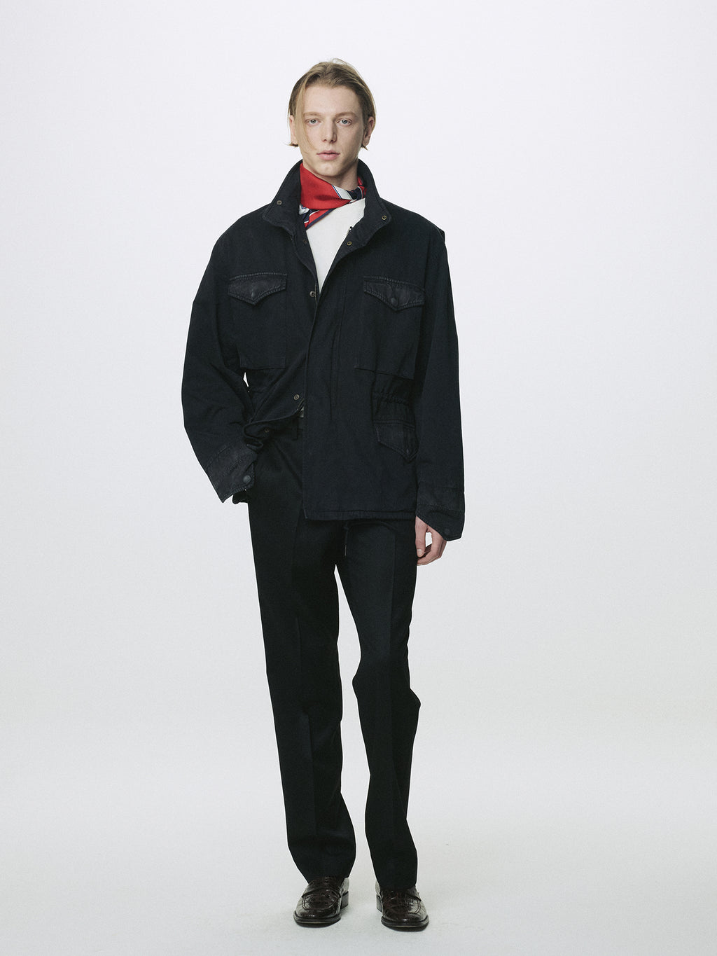GARMENT DYED COTTON FIELD JACKET_ FADED BLACK
