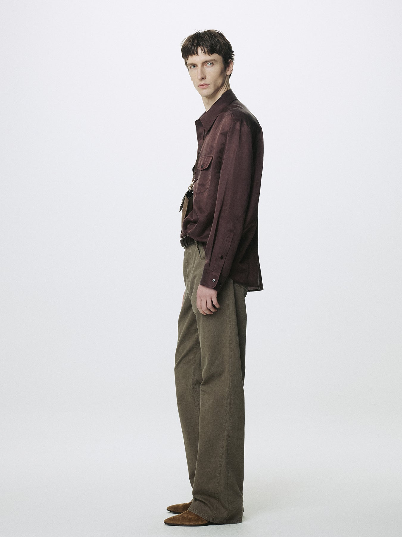 SILK COTTON DOUBLE POCKET SHIRT_ VINTAGE MAROON