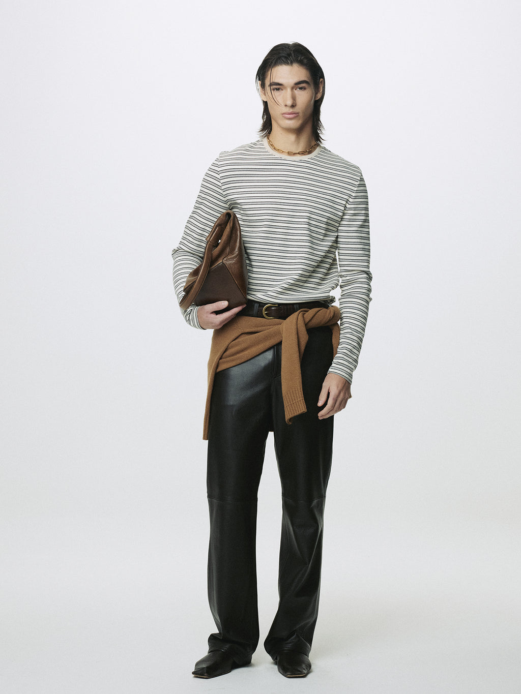 STRIPED LONG SLEEVE TOP_ CREAM/BLACK