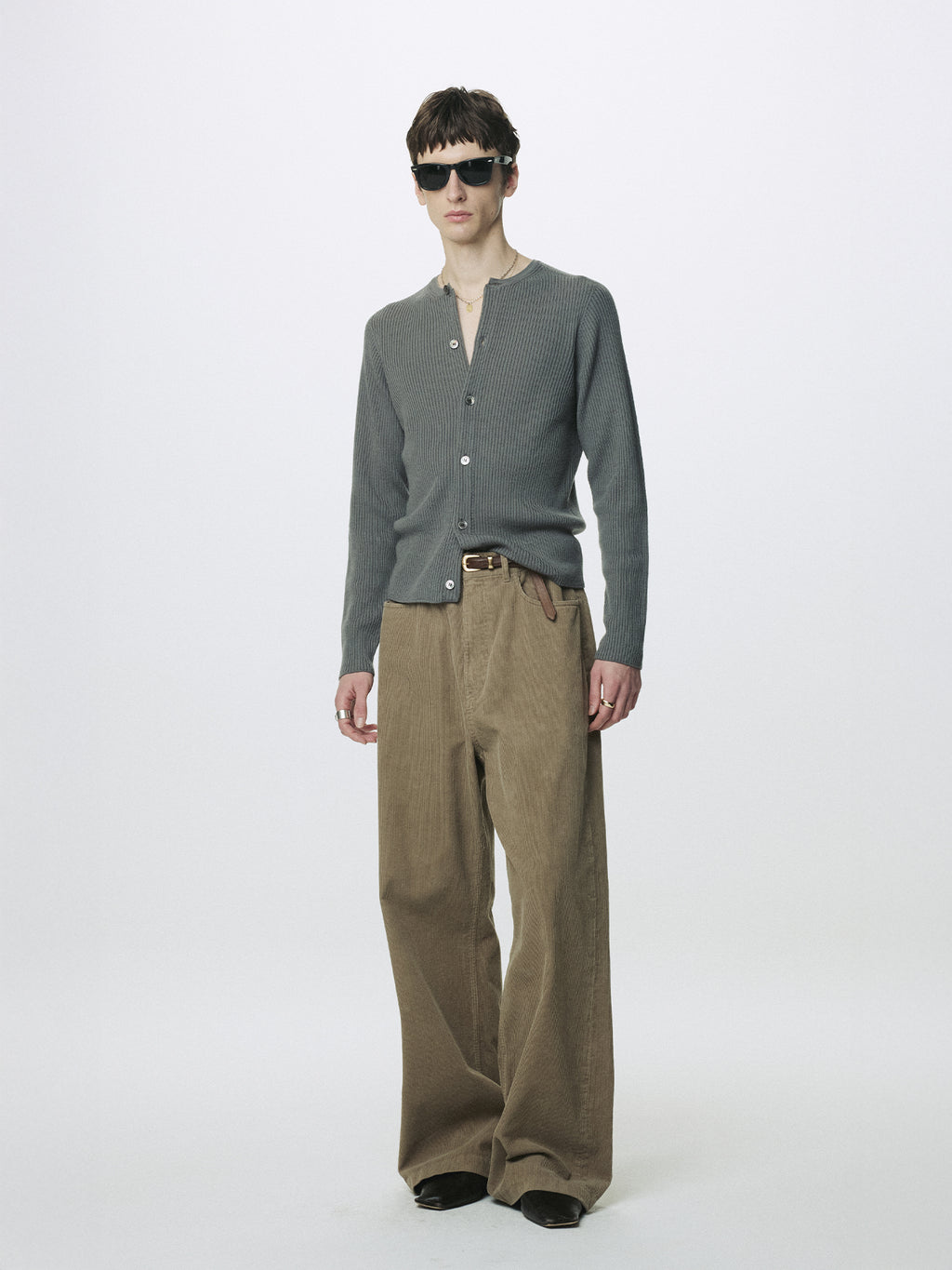 WASHED CORDUROY WIDE-LEG PANTS_ BEIGE