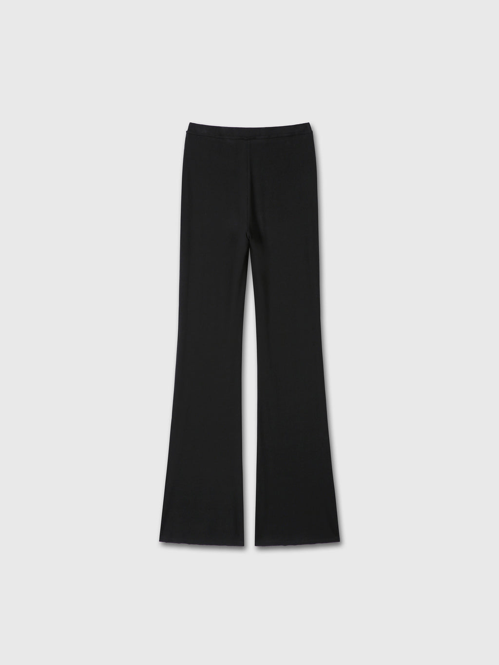 (W) TENCEL RIBBED FLARED PANTS_ BLACK