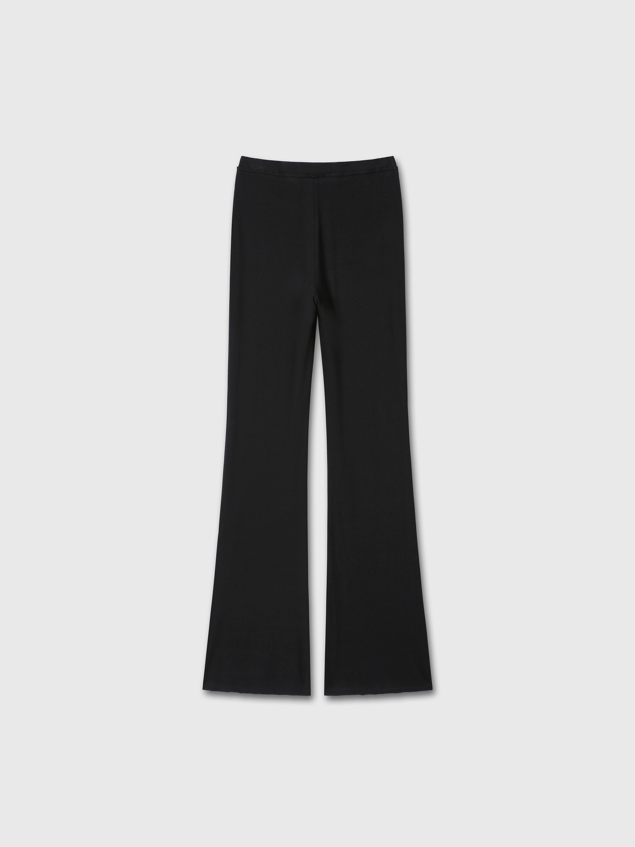 (W) TENCEL RIBBED FLARED PANTS_ BLACK