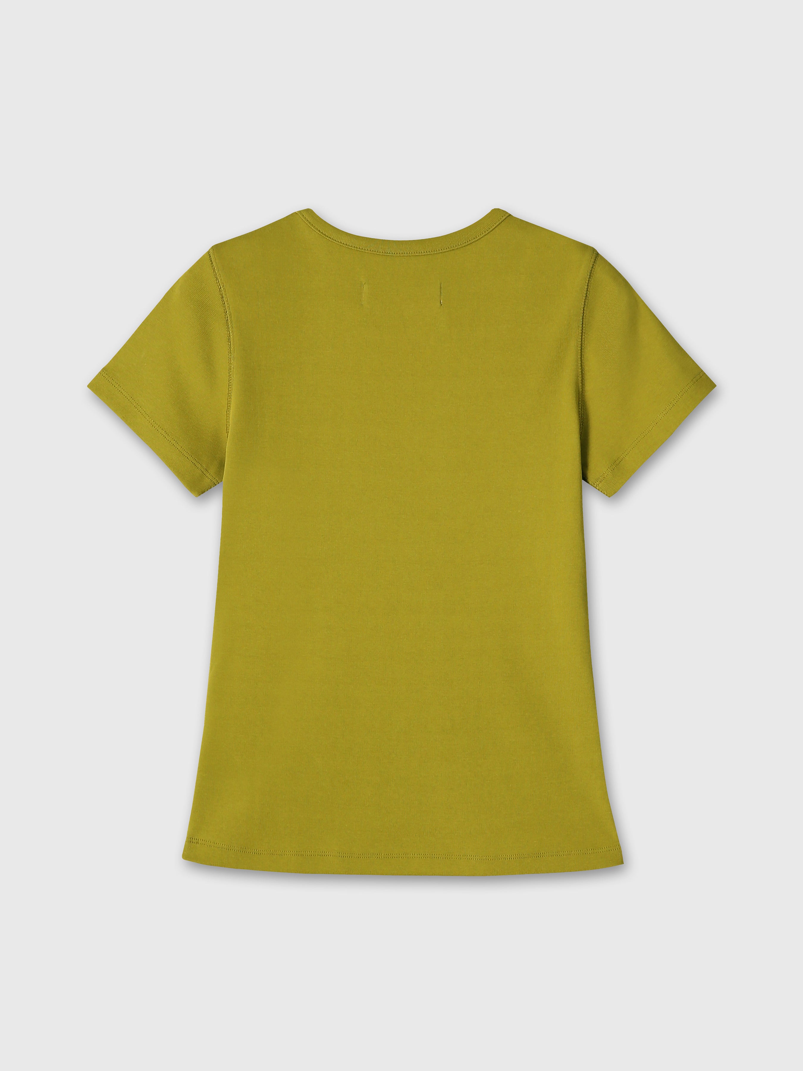 (W) RIBBED HALF SLEEVE T-SHIRTS_ OLIVE