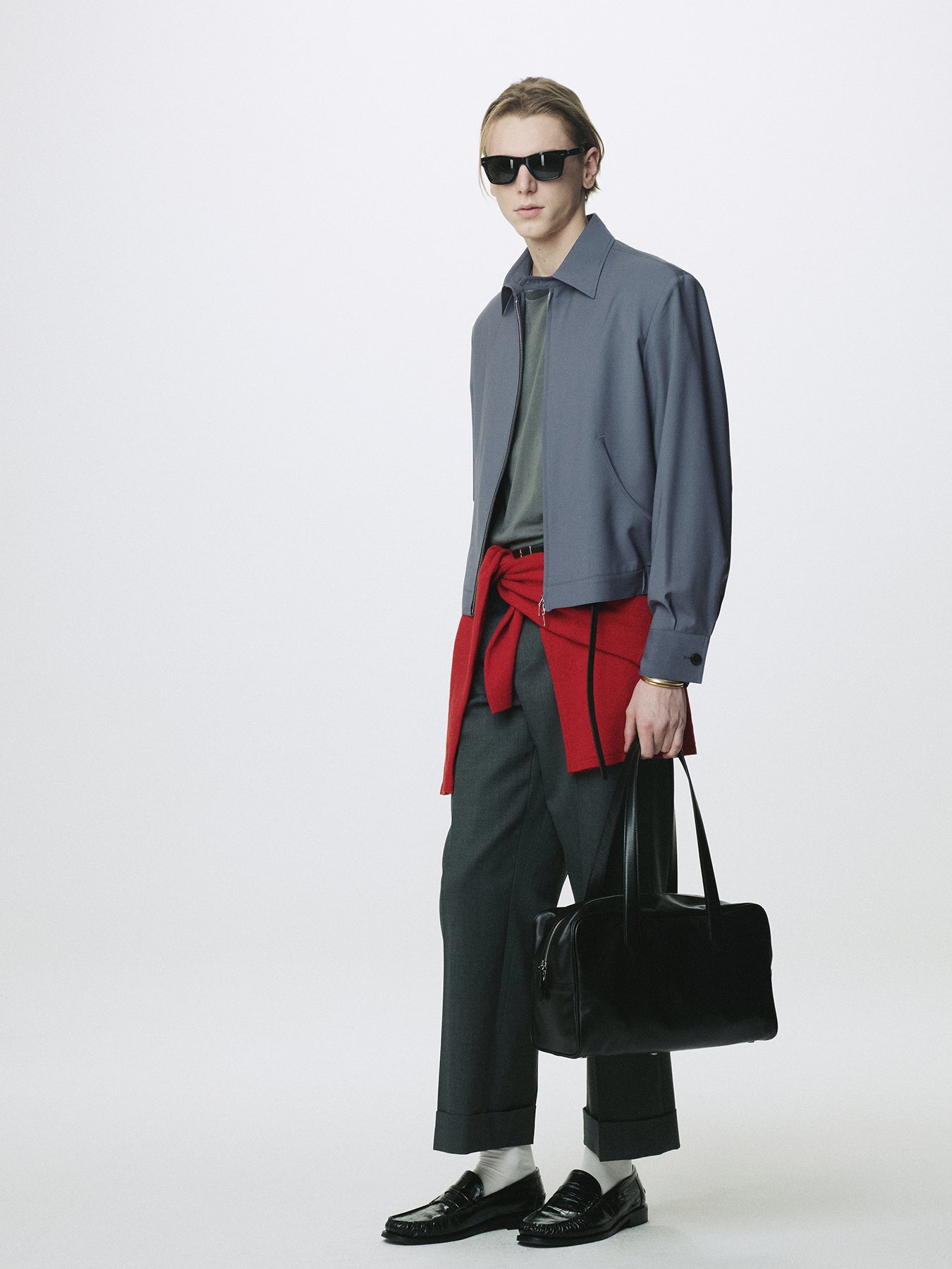 TROPICAL WOOL BLOUSON JACKET_ SLATE GREY