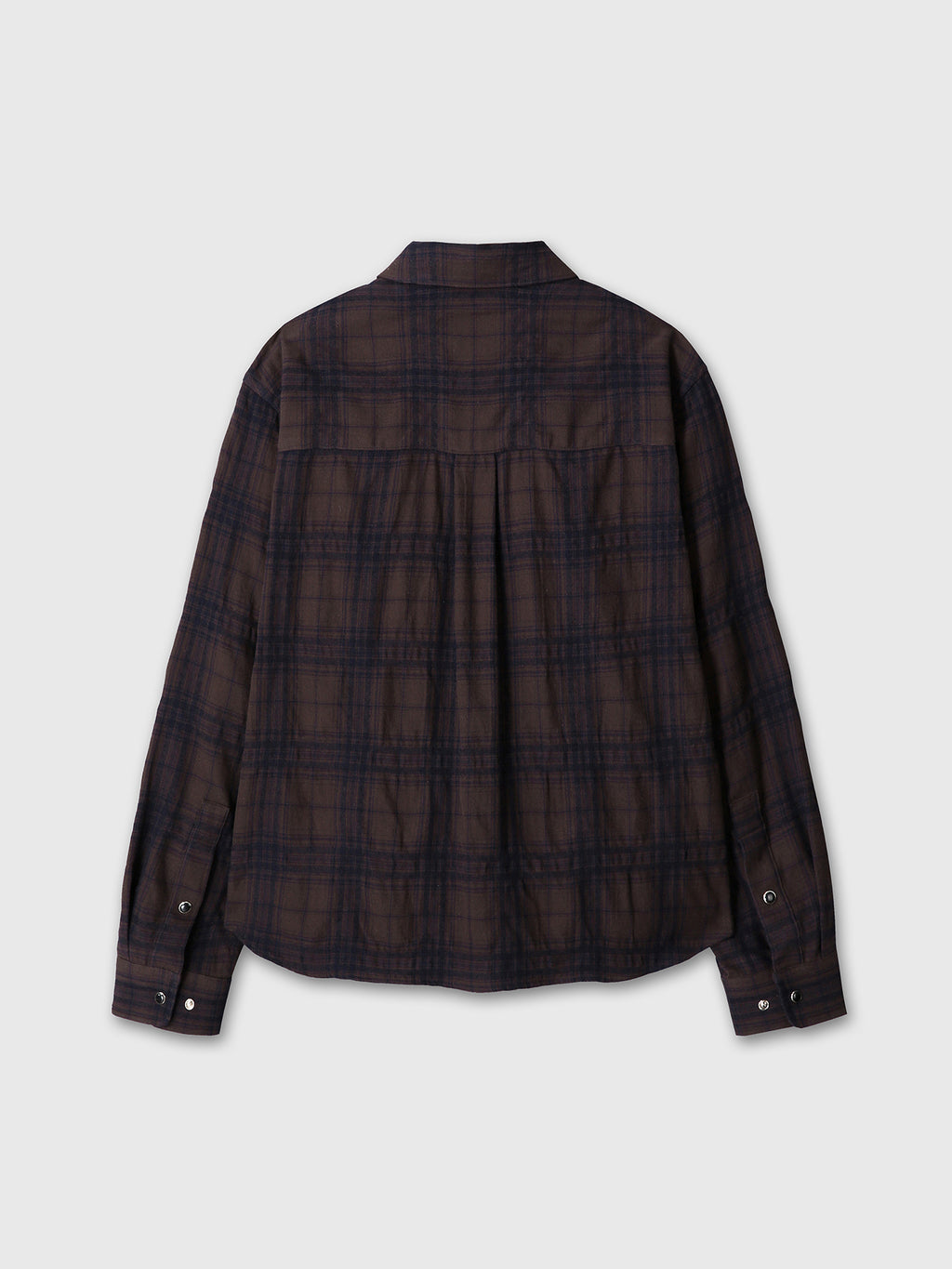 WOOL AND COTTON CHECKED SHIRT JACKET (JAPANESE FABRIC)_ BROWN