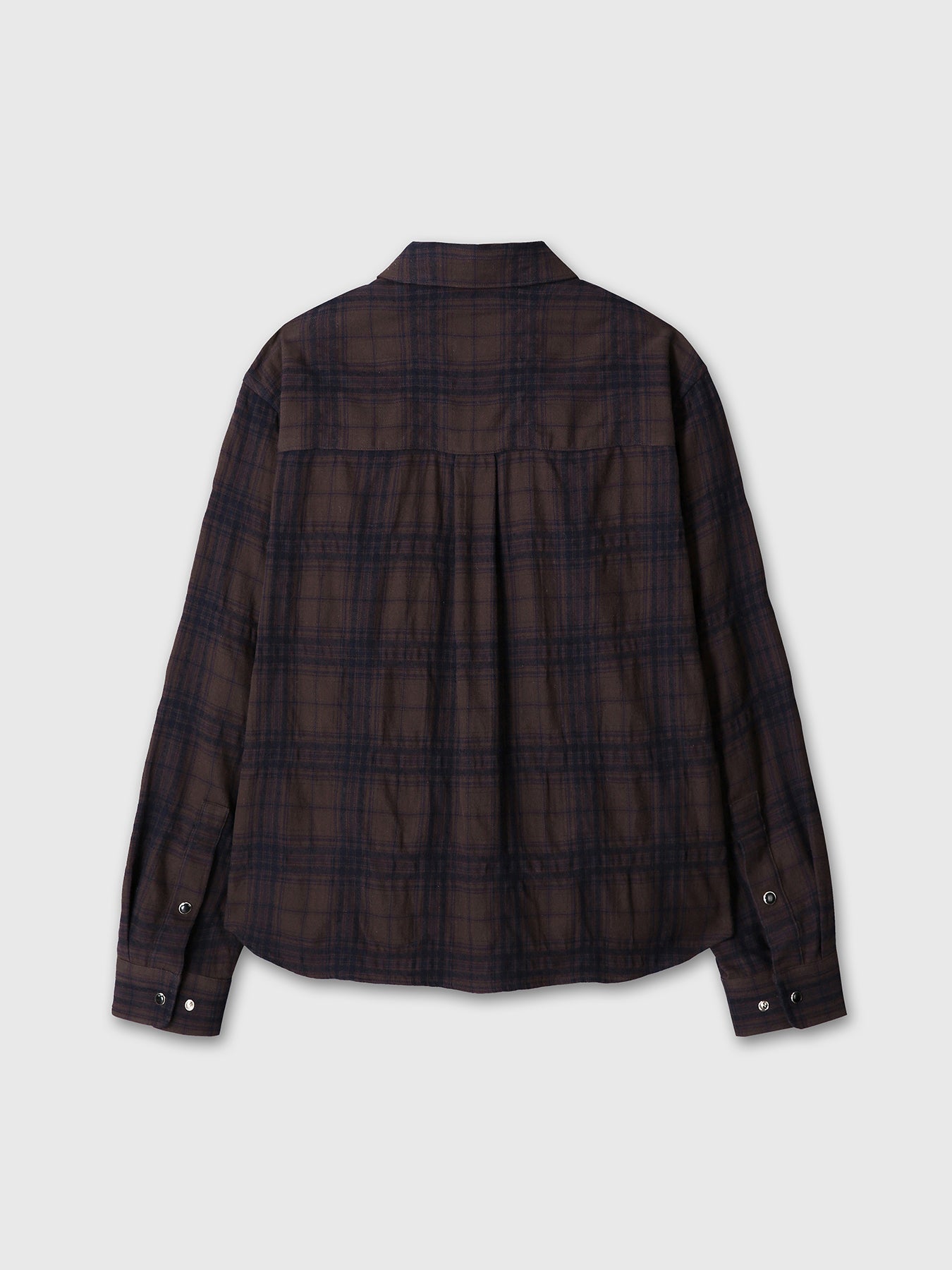 WOOL AND COTTON CHECKED SHIRT JACKET (JAPANESE FABRIC)_ BROWN