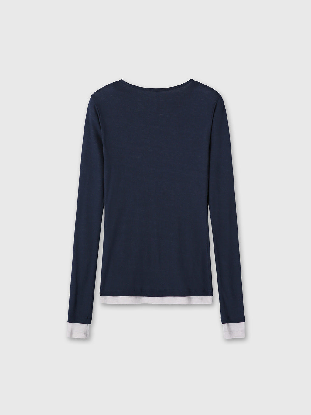 (W) TENCEL LAYERED LONG SLEEVE_ NAVY/GREY