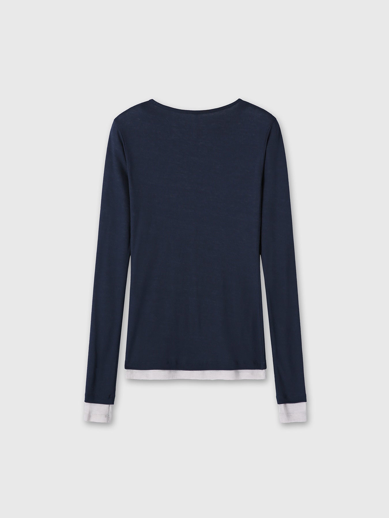 (W) TENCEL LAYERED LONG SLEEVE_ NAVY/GREY