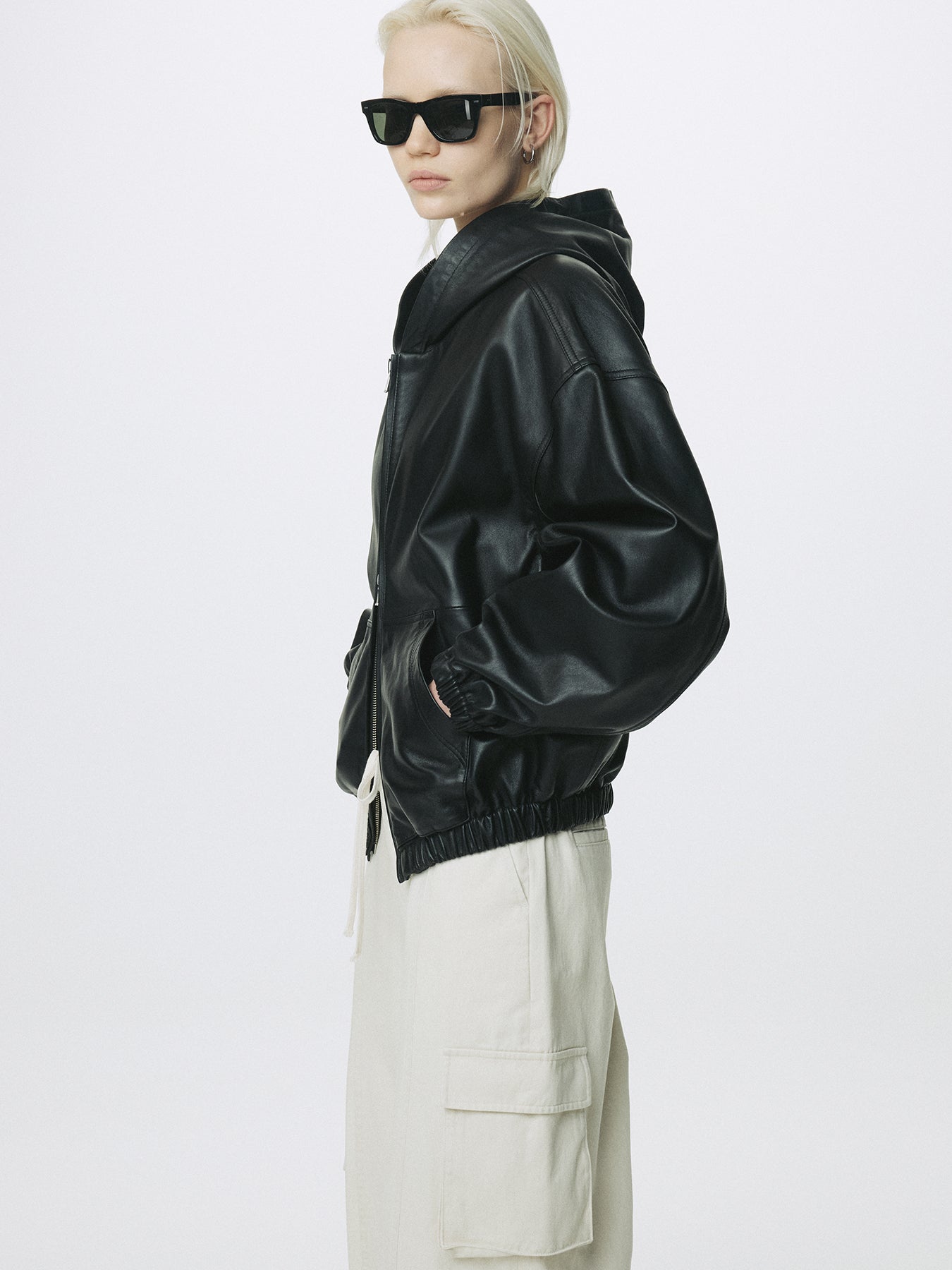 (W) COTTON DRAWSTRING CARGO TROUSERS_ IVORY