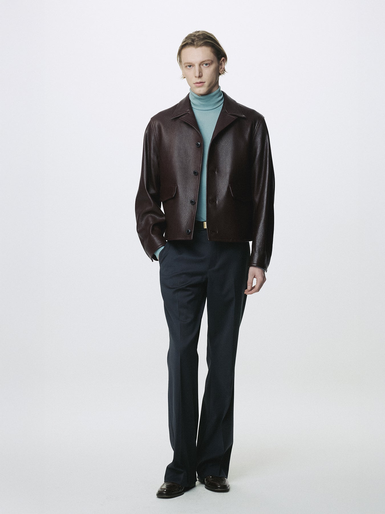 VINTAGE LAMB LEATHER BLOUSON_ BRICK BROWN