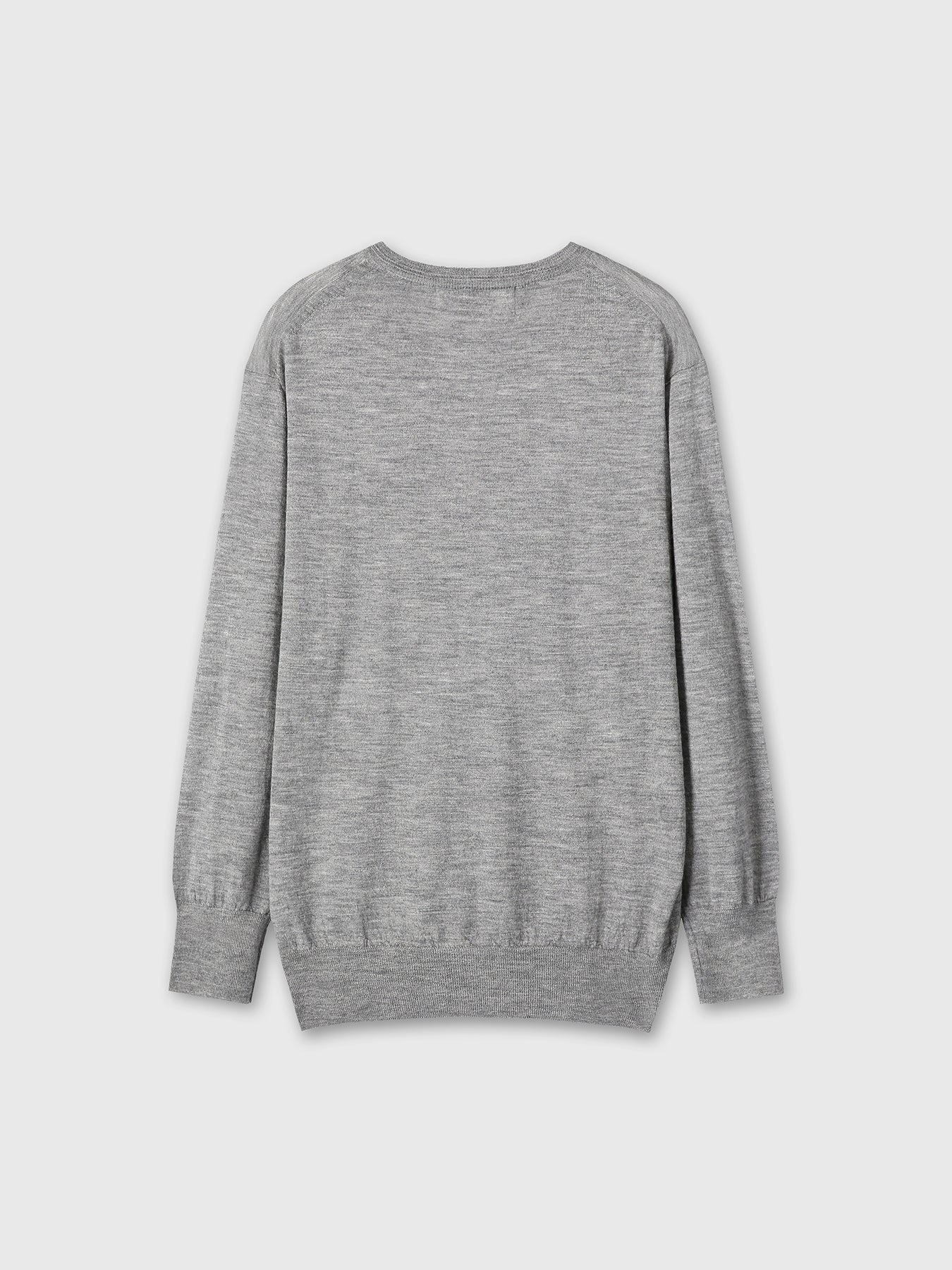 (W) AIRY CASHMERE V-NECK_ MELANGE GREY