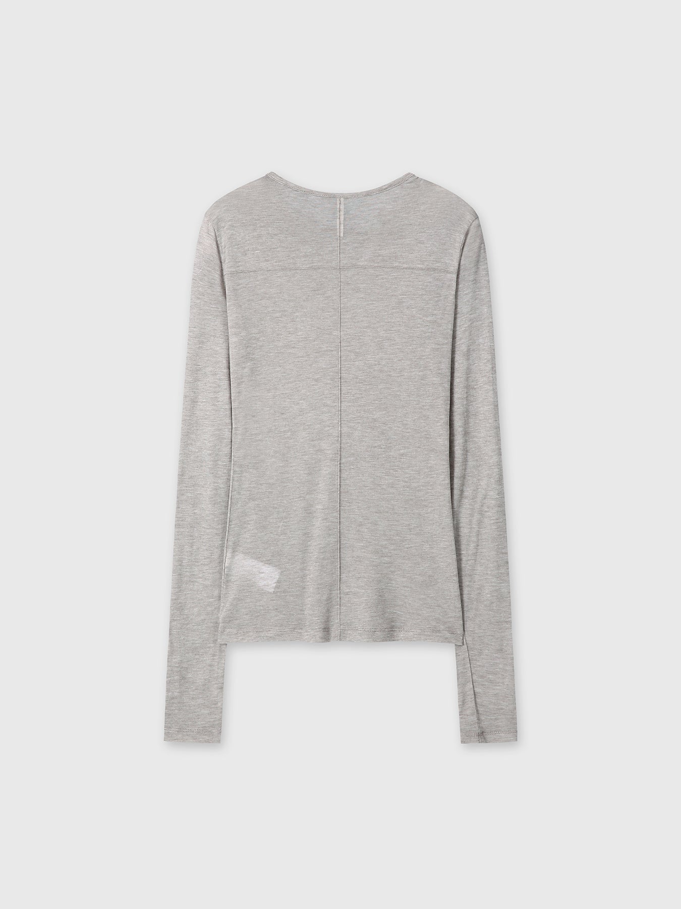 (W) WOOL TENCEL PINTUCK LONG SLEEVE_ BROWN MELANGE