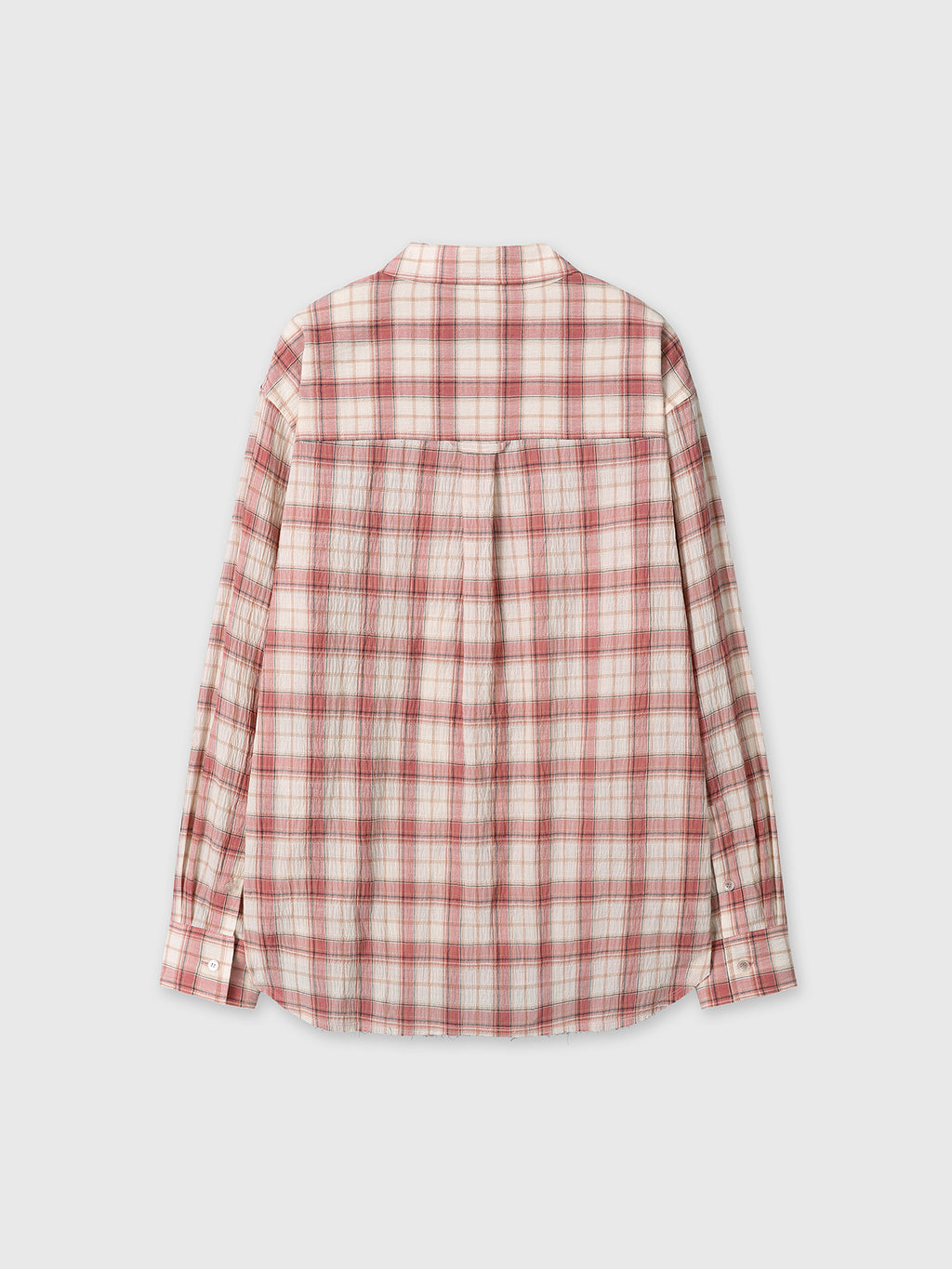 (W) RAW-CUT COTTON CHECK SHIRT_ PINK CHECK