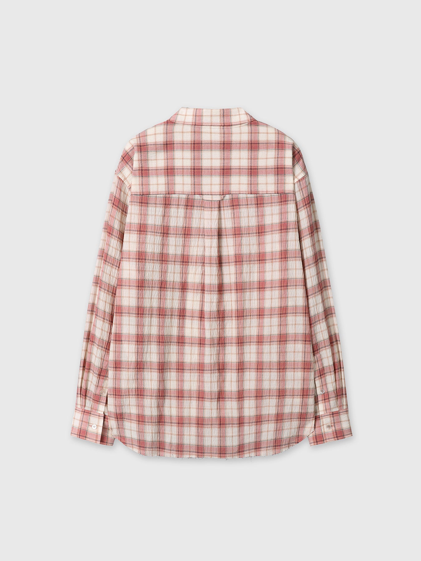 (W) RAW-CUT COTTON CHECK SHIRT_ PINK CHECK