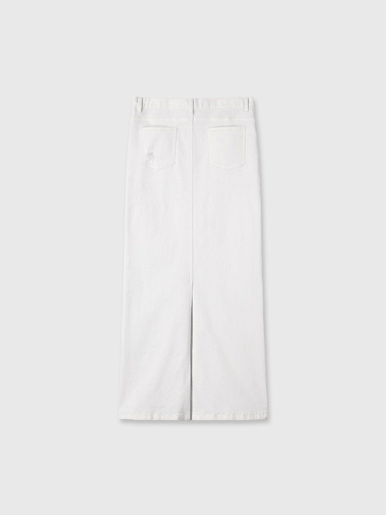 (W) WHITE SLIM FIT DENIM MAXI SKIRT_ OFF WHITE