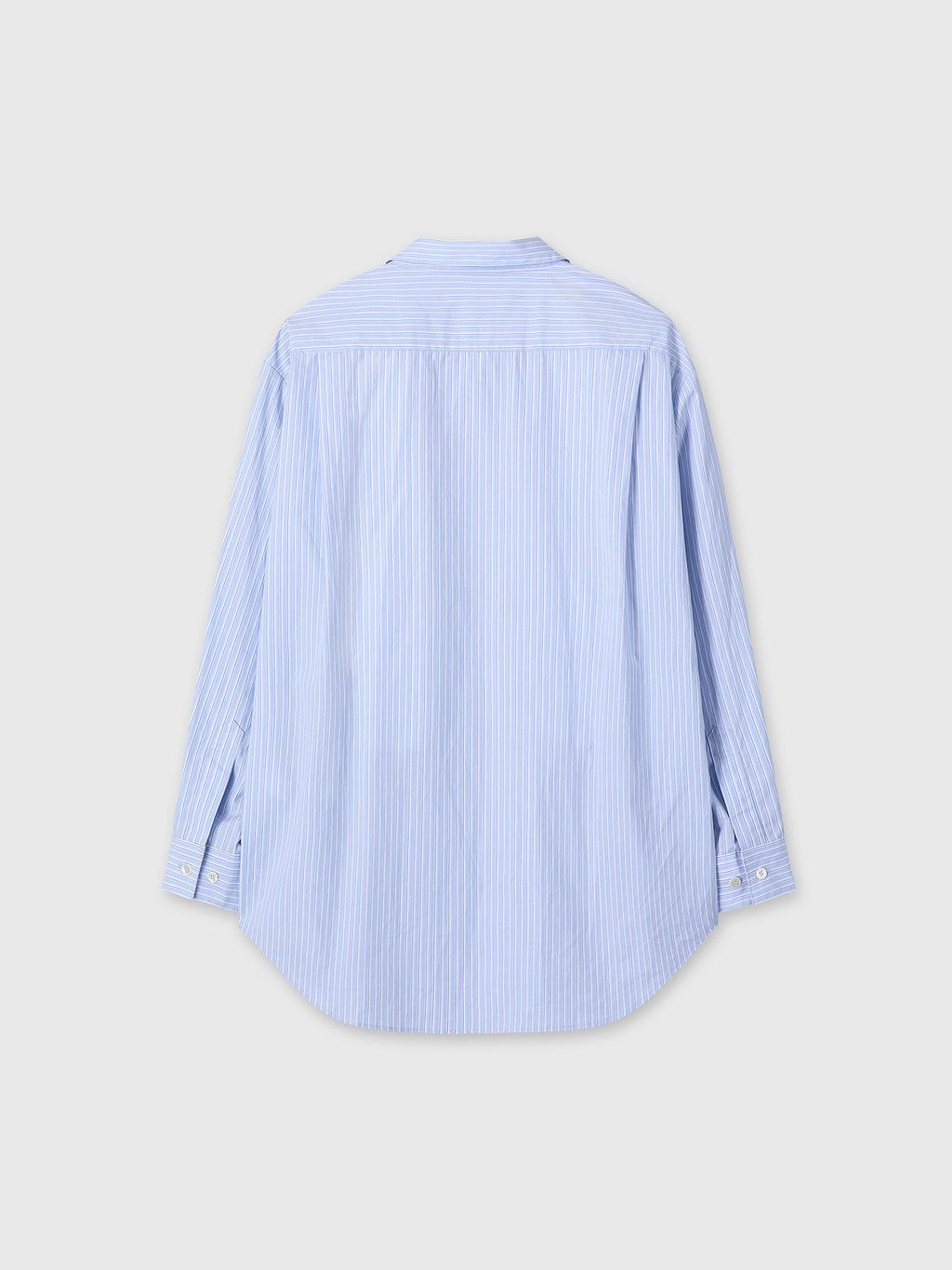 (W) STRIPED COTTON OVER SHIRT_ BLUE
