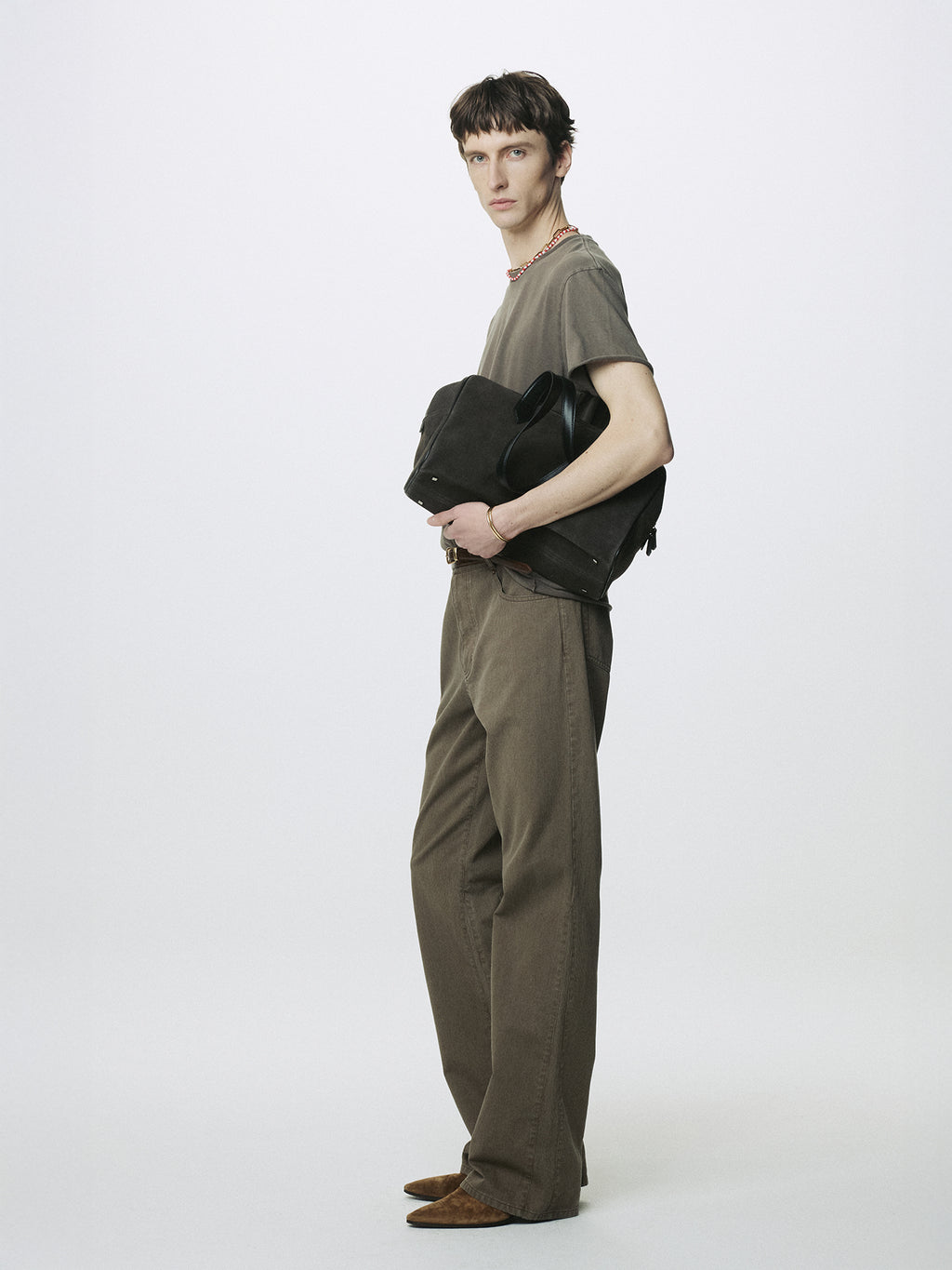 GARMENT DYED RAW EDGE T-SHIRT_ FADED BROWN