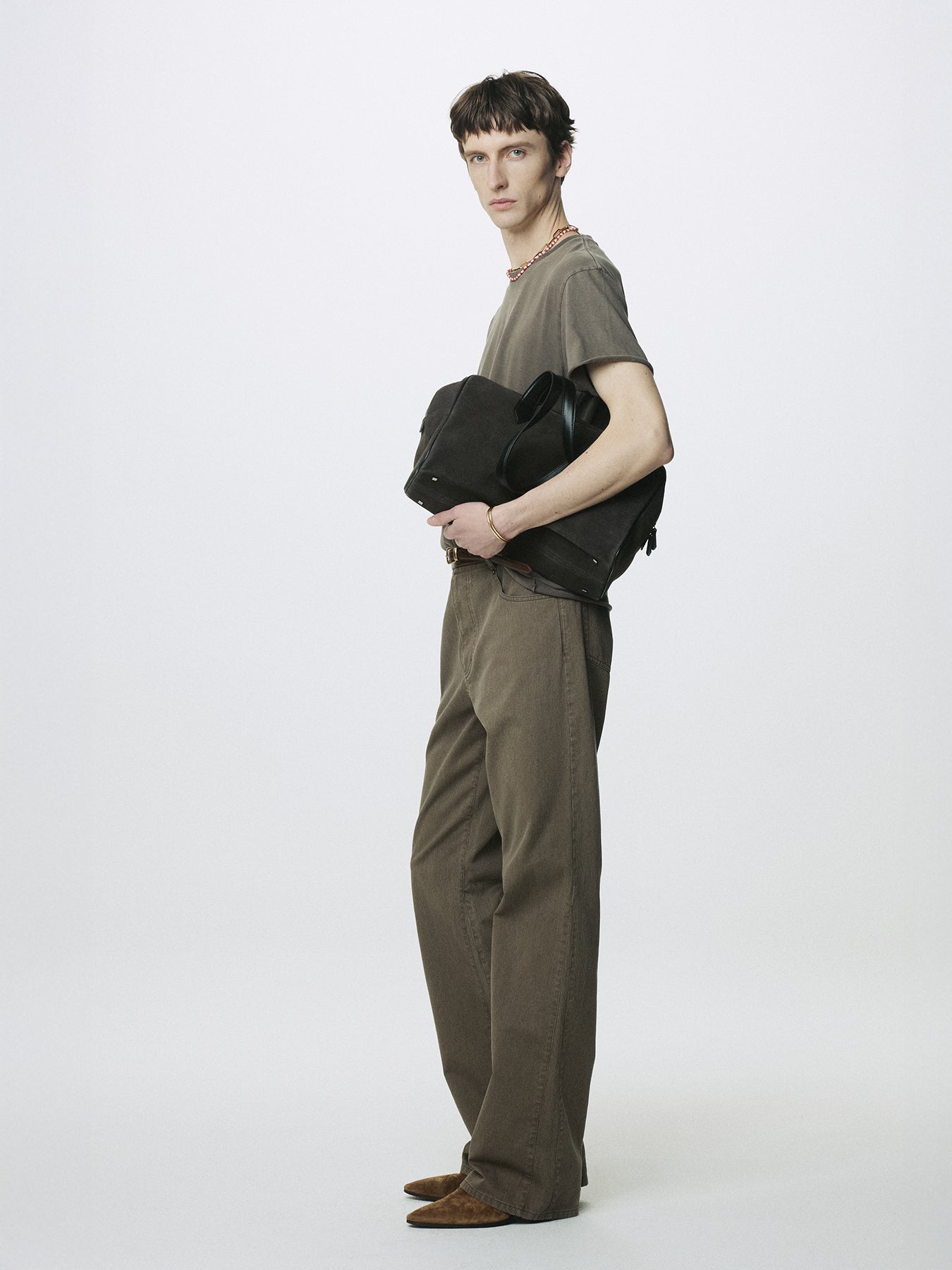 GARMENT DYED RAW EDGE T-SHIRT_ FADED BROWN