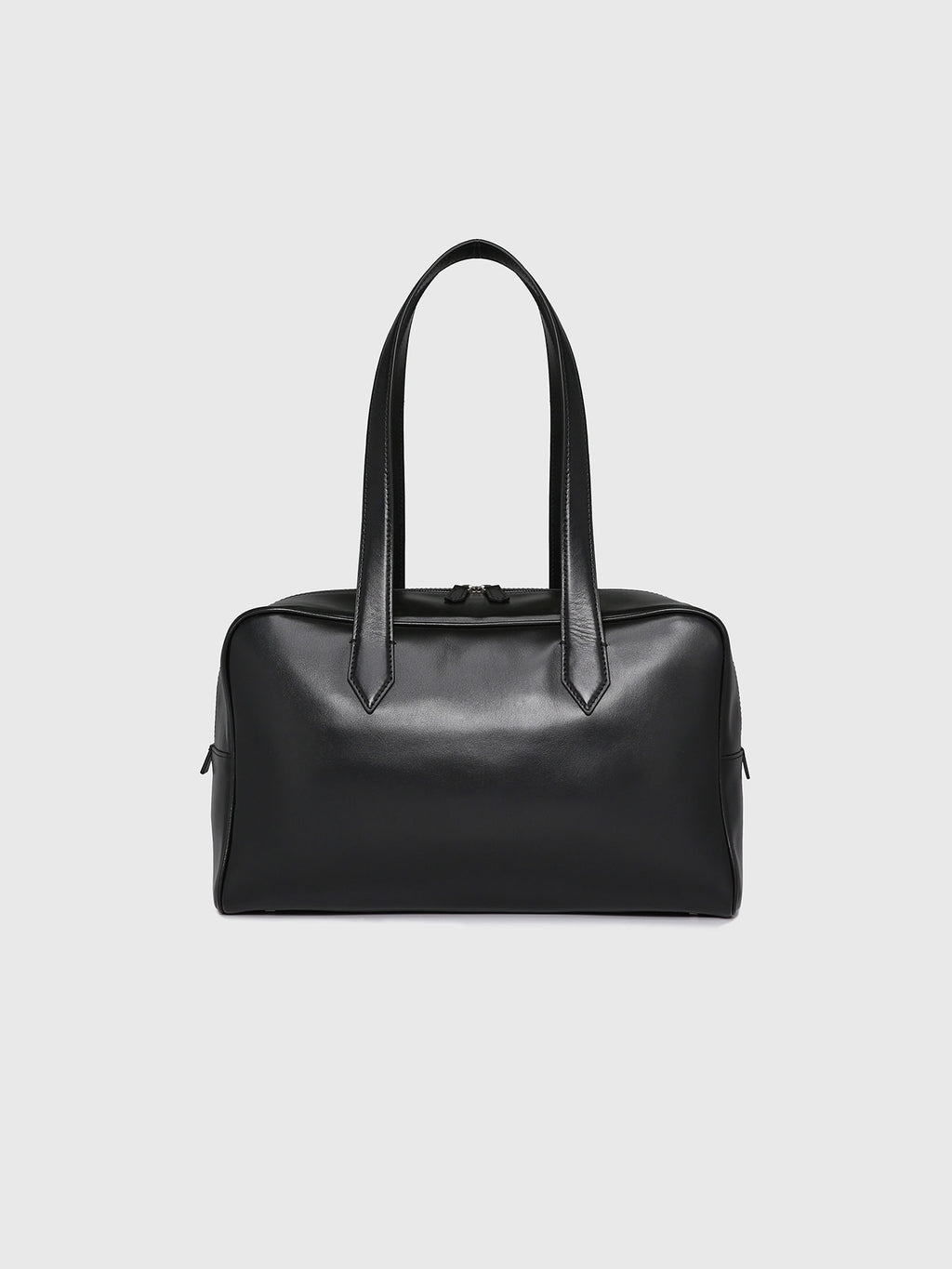 SOFT LEATHER SQUARE VALISE BAG_ BLACK