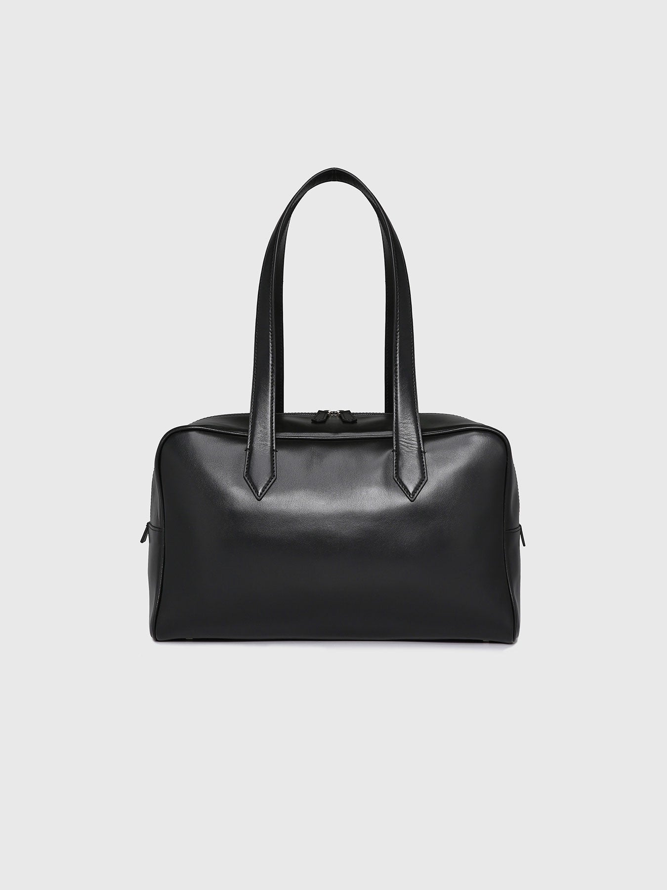 SOFT LEATHER SQUARE VALISE BAG_ BLACK