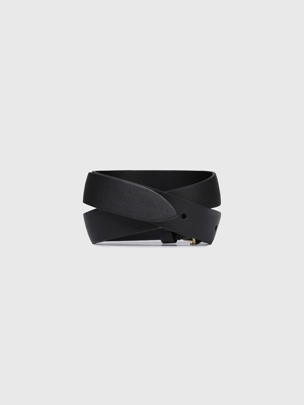 (W) GOLD TONE PLATE BUCKLE SMOOTH LEAHTER BELT_ BLACK