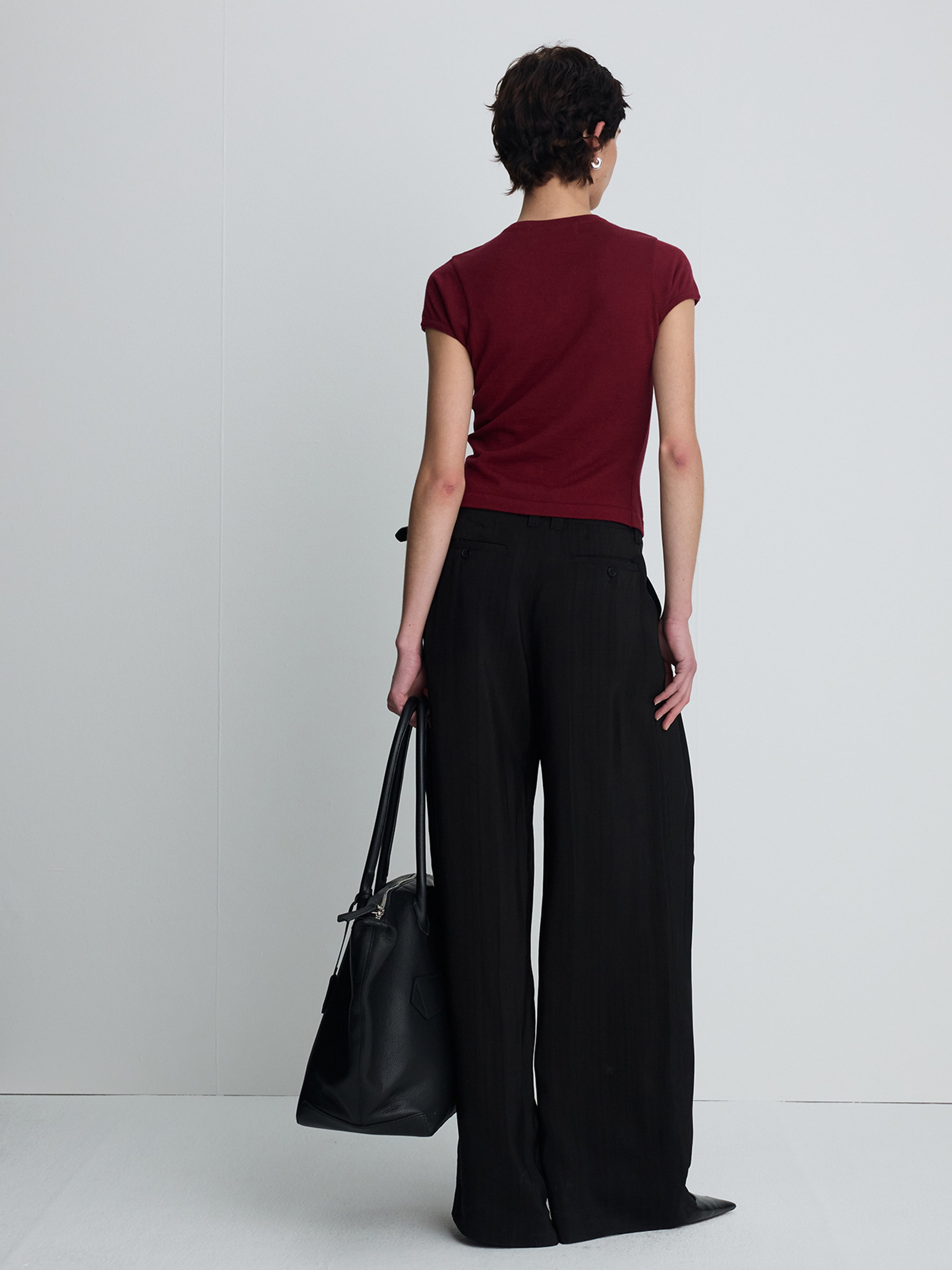 (W) SILK COTTON CAP SLEEVE CARDIGAN_ RED