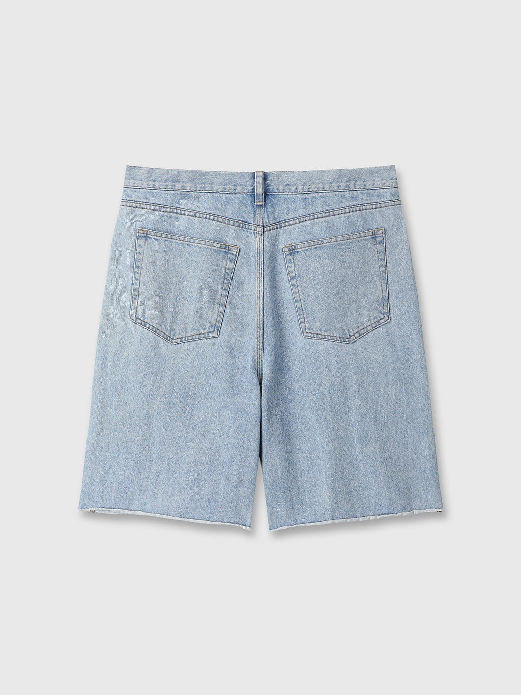 RAW HEM DENIM SHORTS_ LIGHT WASHED BLUE