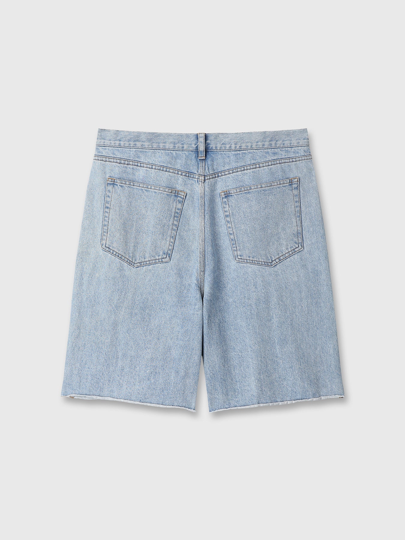 RAW HEM DENIM SHORTS_ LIGHT WASHED BLUE